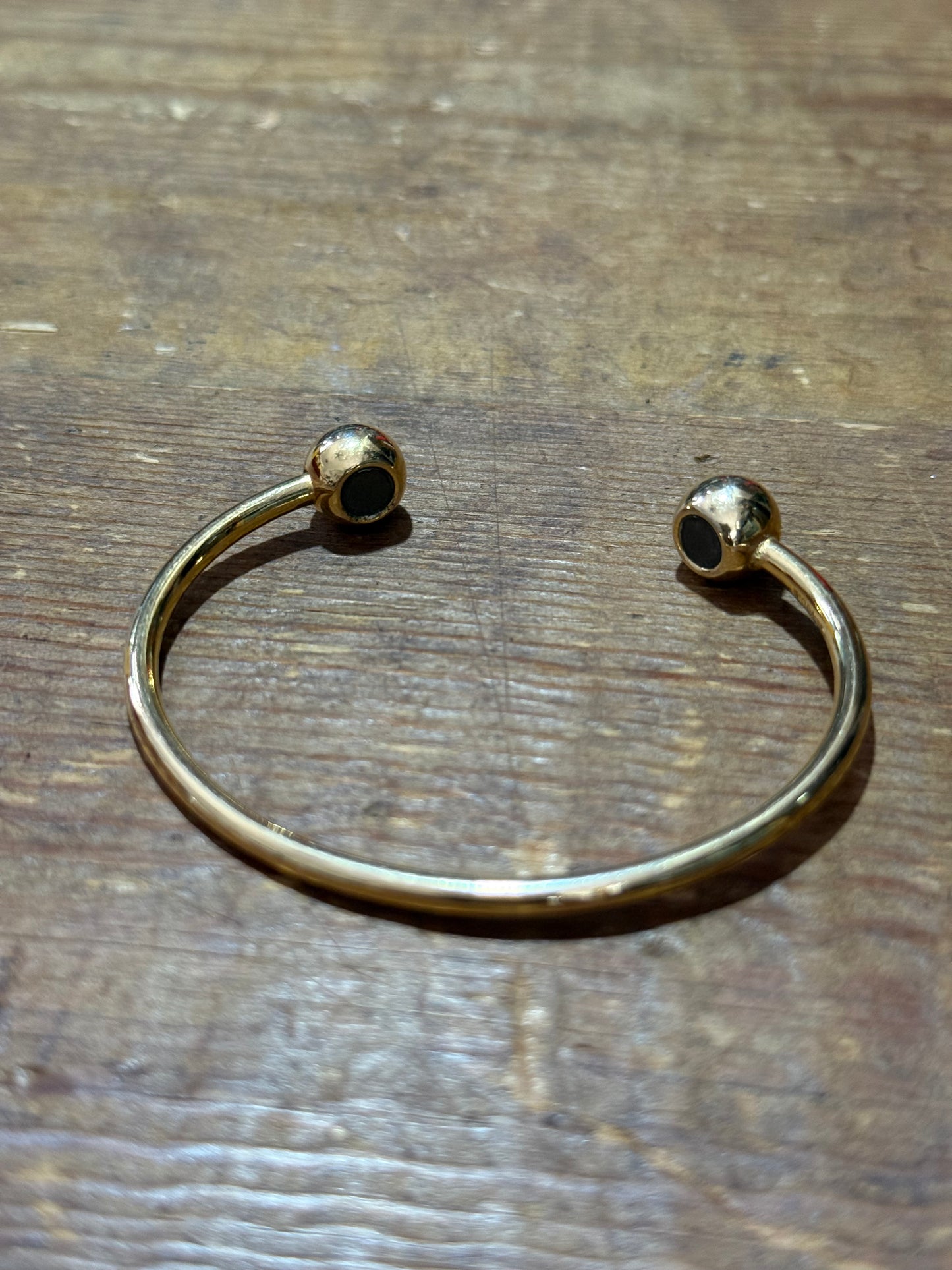 Vintage Gold Tone Cuff Bracelet Ball End