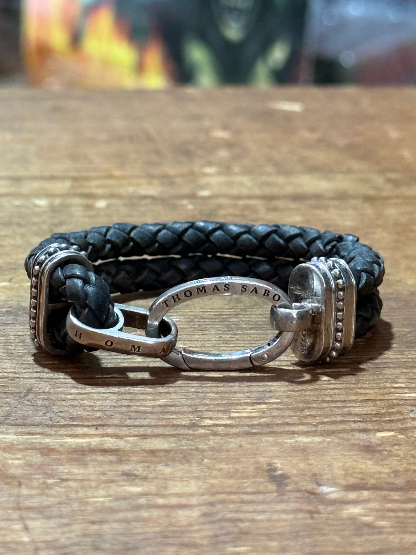 Thomas Sabo Braided Leather Bracelet Black Silver Clasp