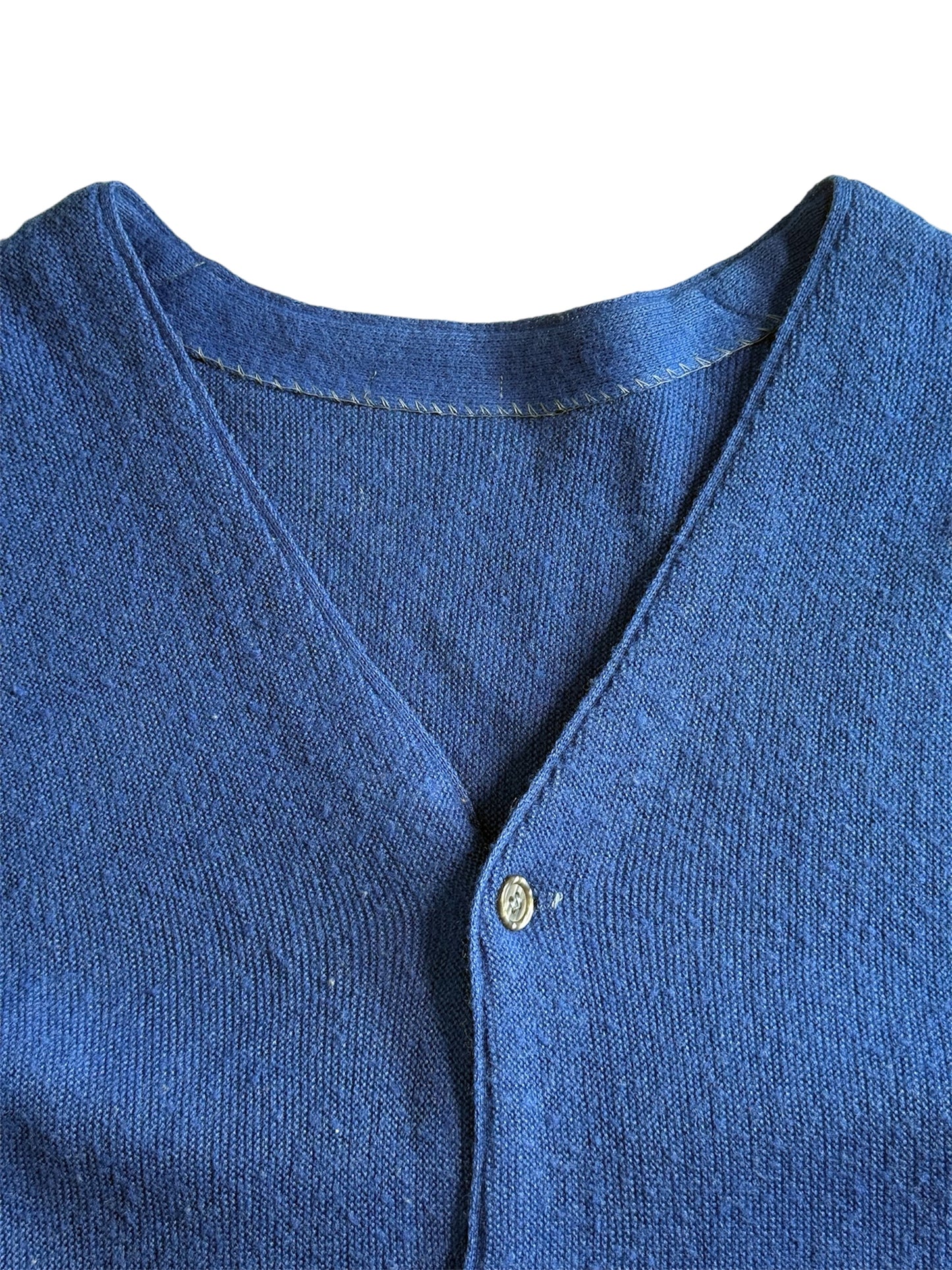 Vintage 1960s–70s Orlon Acrylic Knit Blue Cardigan Made In Usa