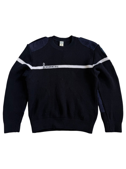 Vintage French Gendarmerie Wool Commando Sweater Made in France Military Knit