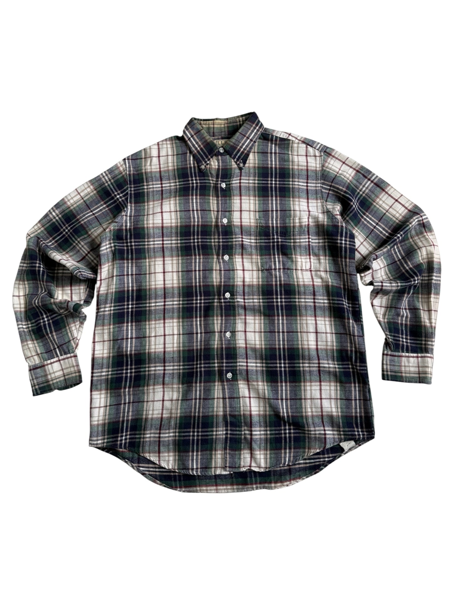 Vintage 90s LL Bean Made in USA Button Down Flannel Shirt Plaid