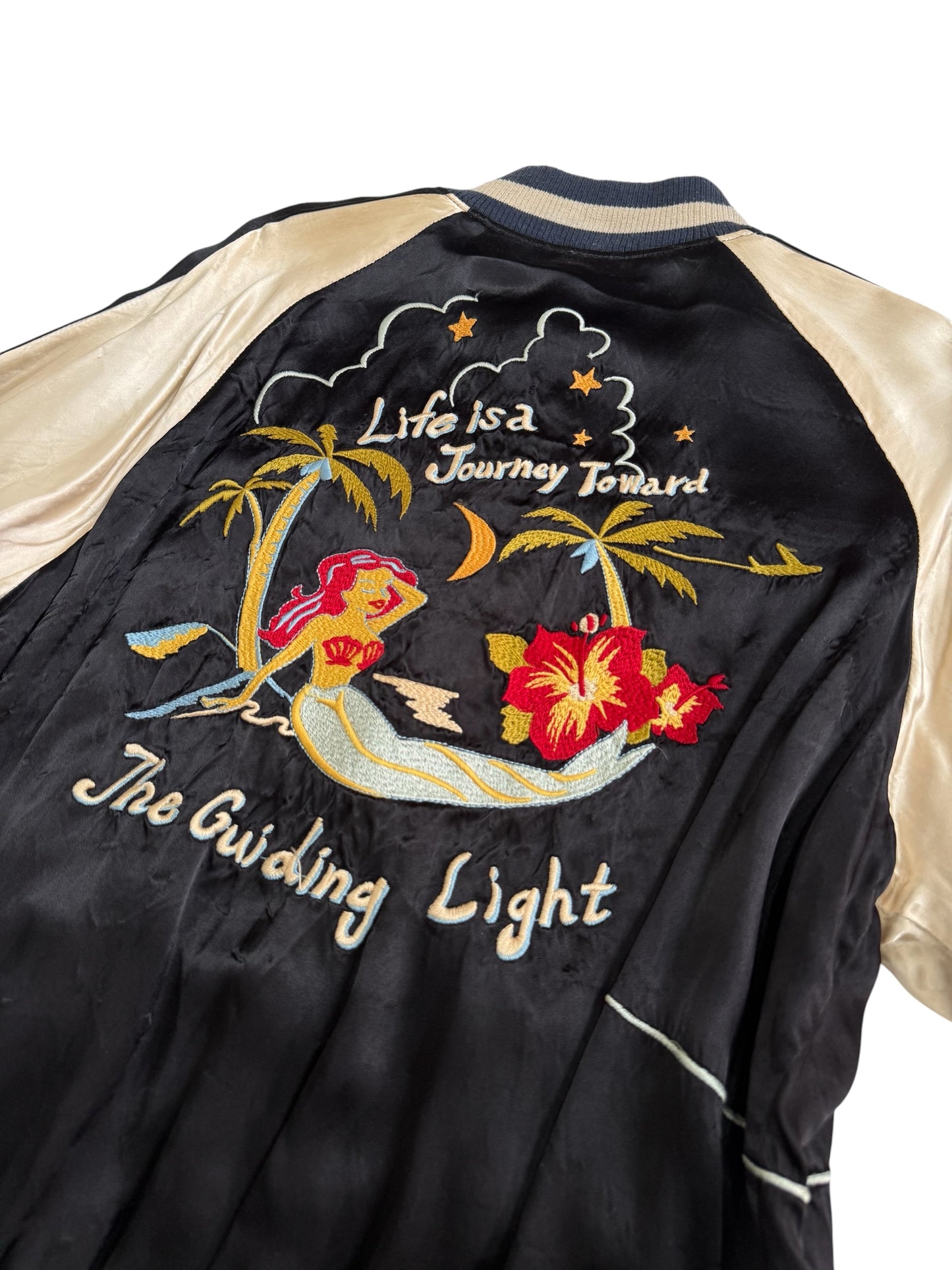 Vintage Seilin & Co Japan Reversible Rayon Sukajan Souvenir Jacket Embroidery
