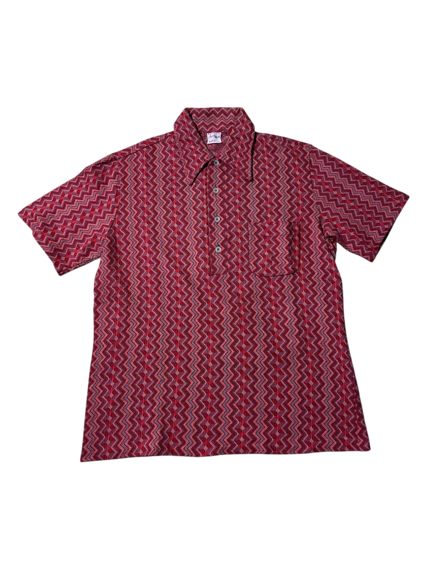 True Vintage 1950s–60s Hartog for May Co Woven Jacquard Shirt Zigzag Pattern