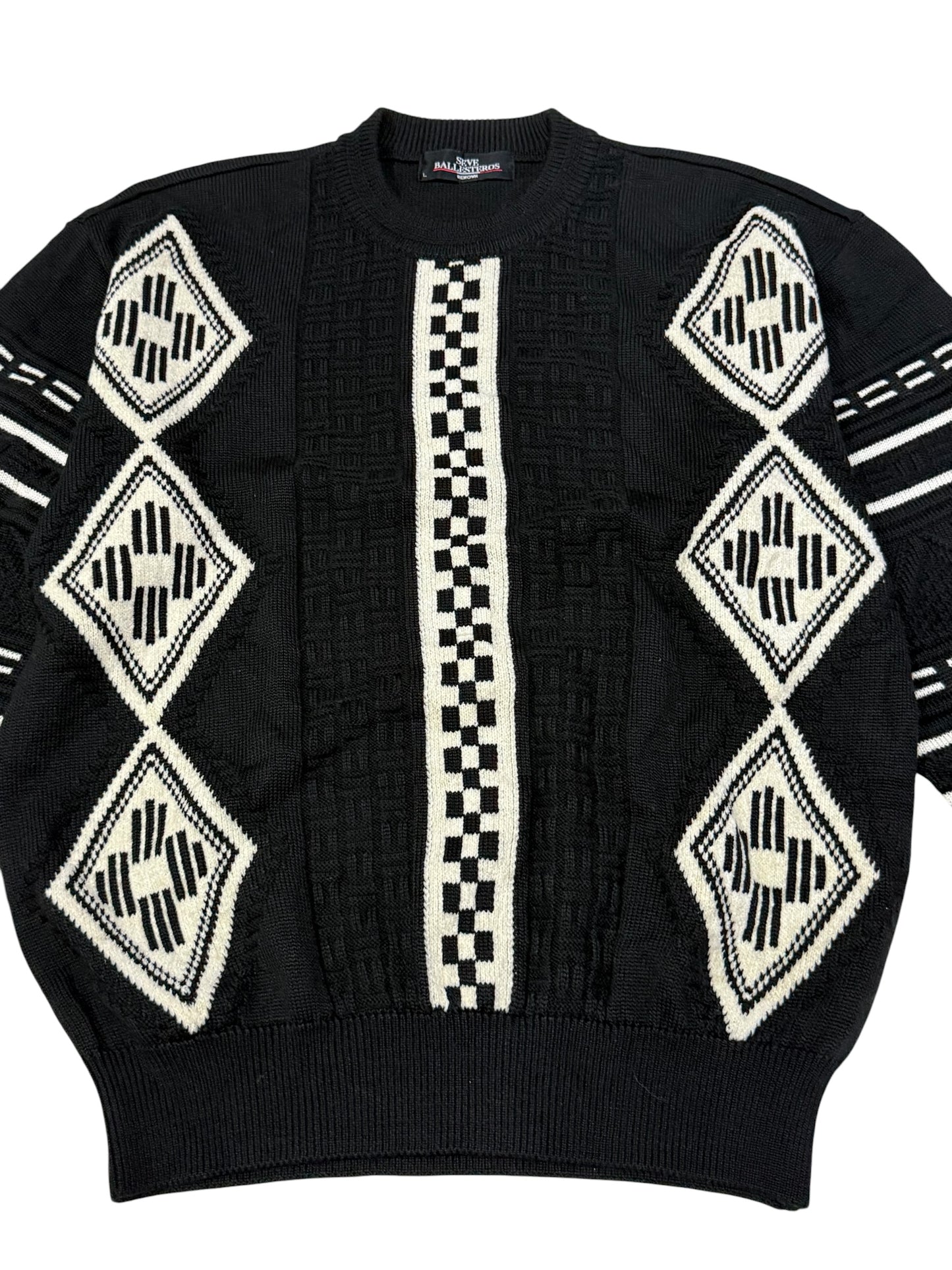 Vintage Seve Ballesteros Renown Golf Sweater Geometric Knit Crewneck Made In Japan