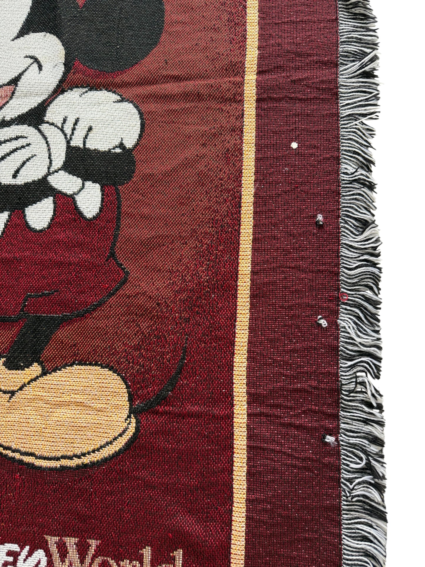 Vintage Walt Disney World Mickey Mouse Woven Throw Blanket EPCOT Castle Tapestry