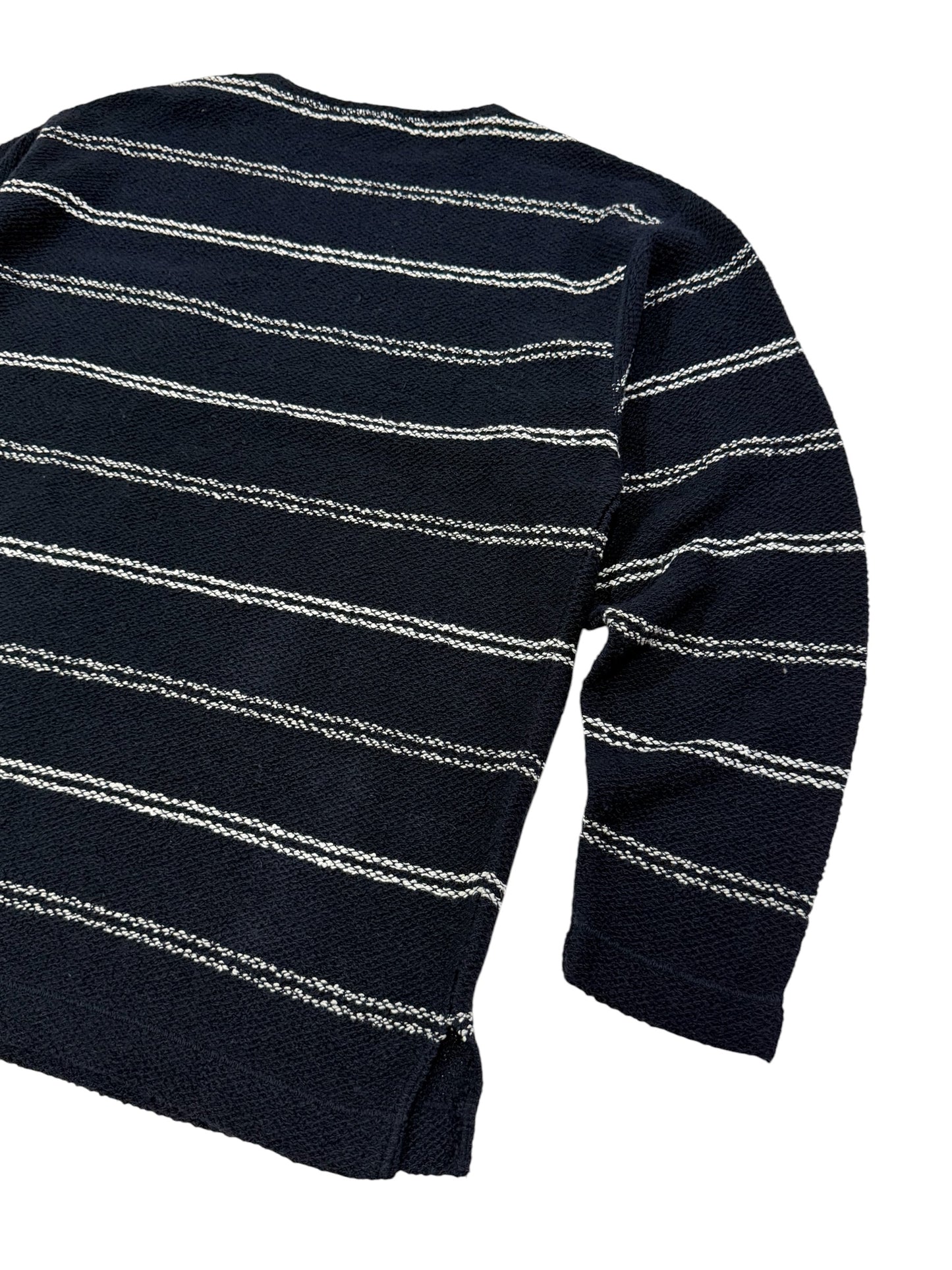 Vintage Andrea Fenzi Messer Fritz Striped Sweater Knit Button Shoulder Pocket Italy