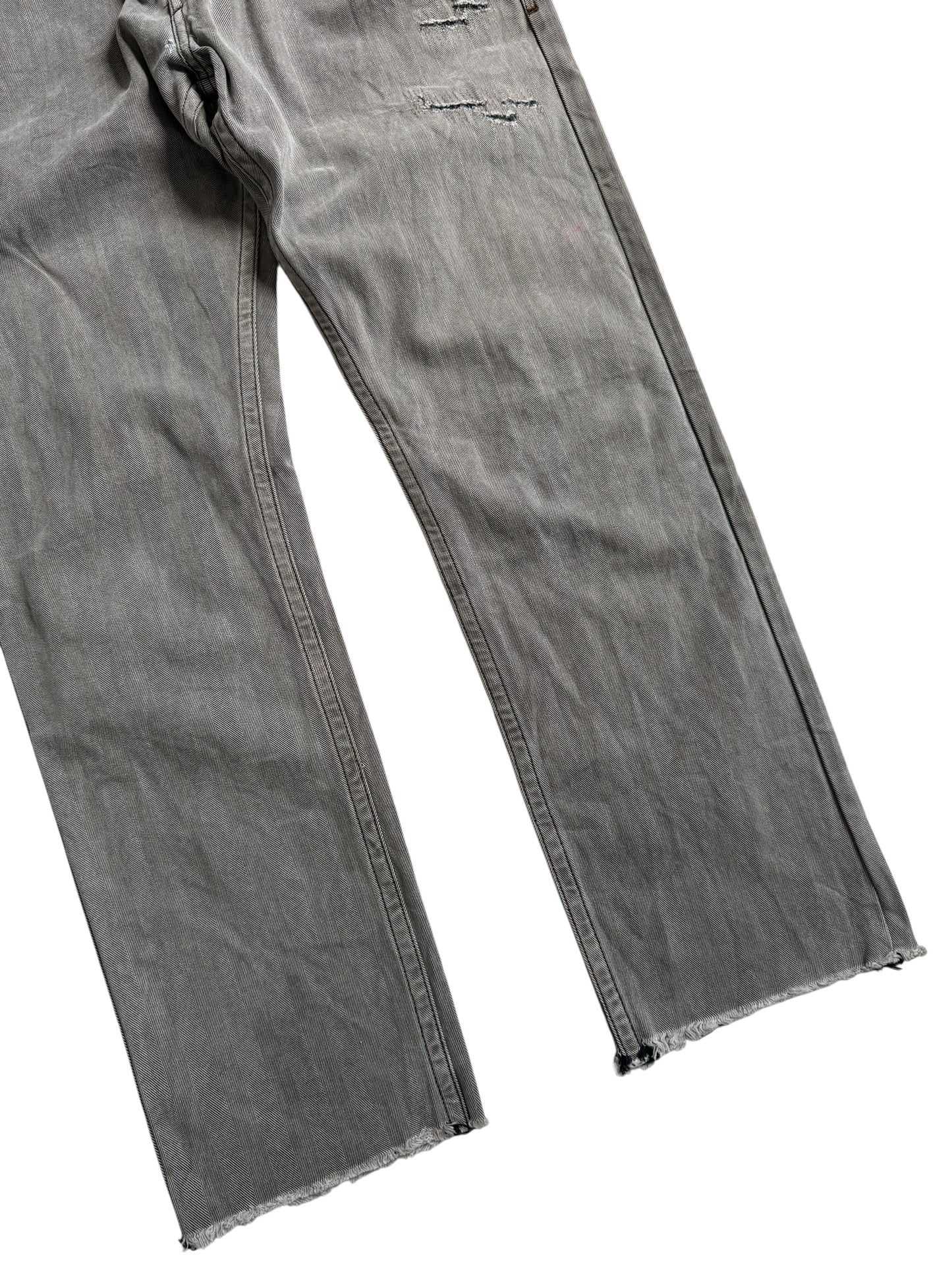 Diesel Braddom Regular Slim Carrot Grey Herringbone Distressed Jeans