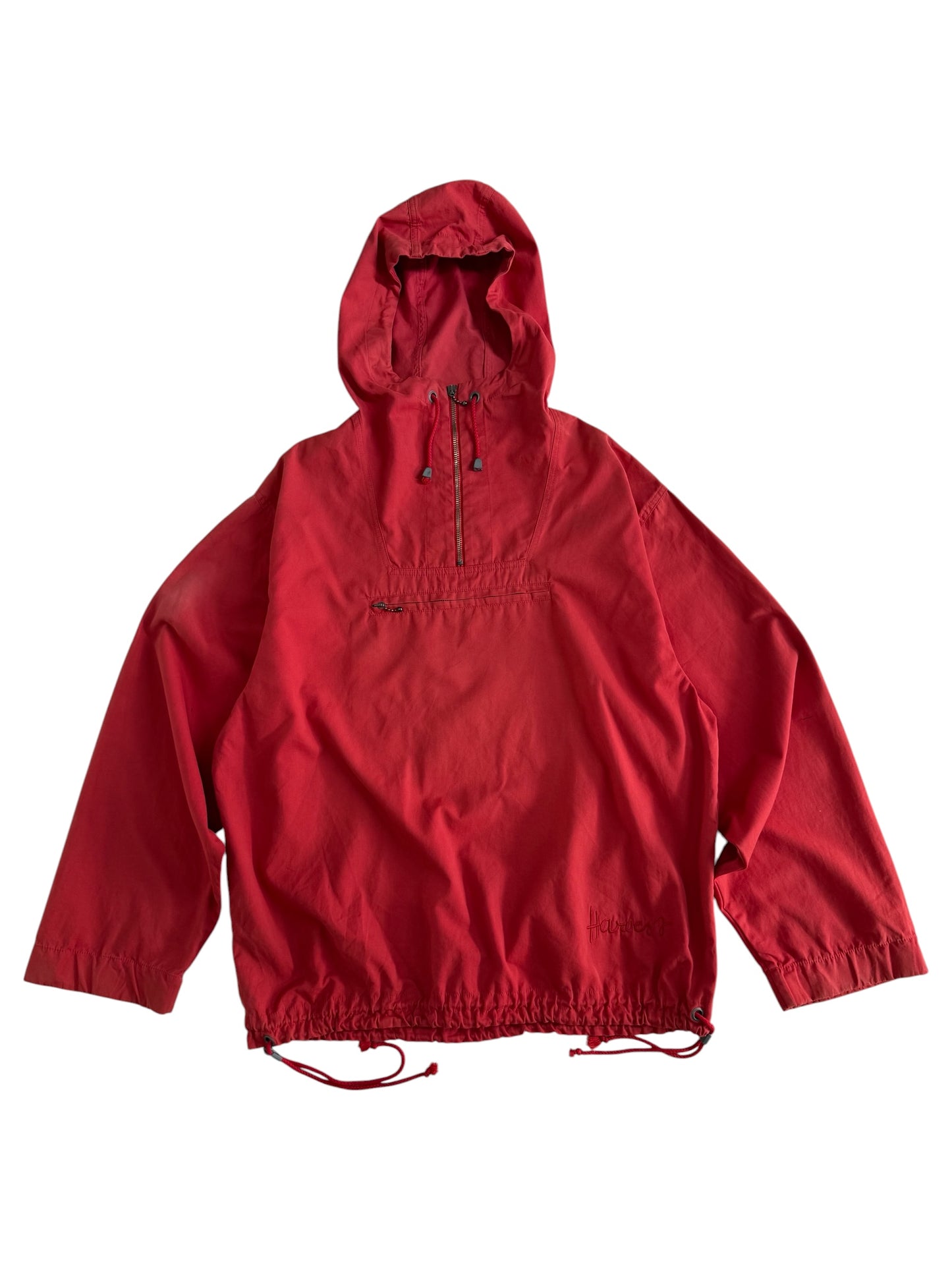 Vintage Red Cotton Anorak Pullover Jacket Made in EEC