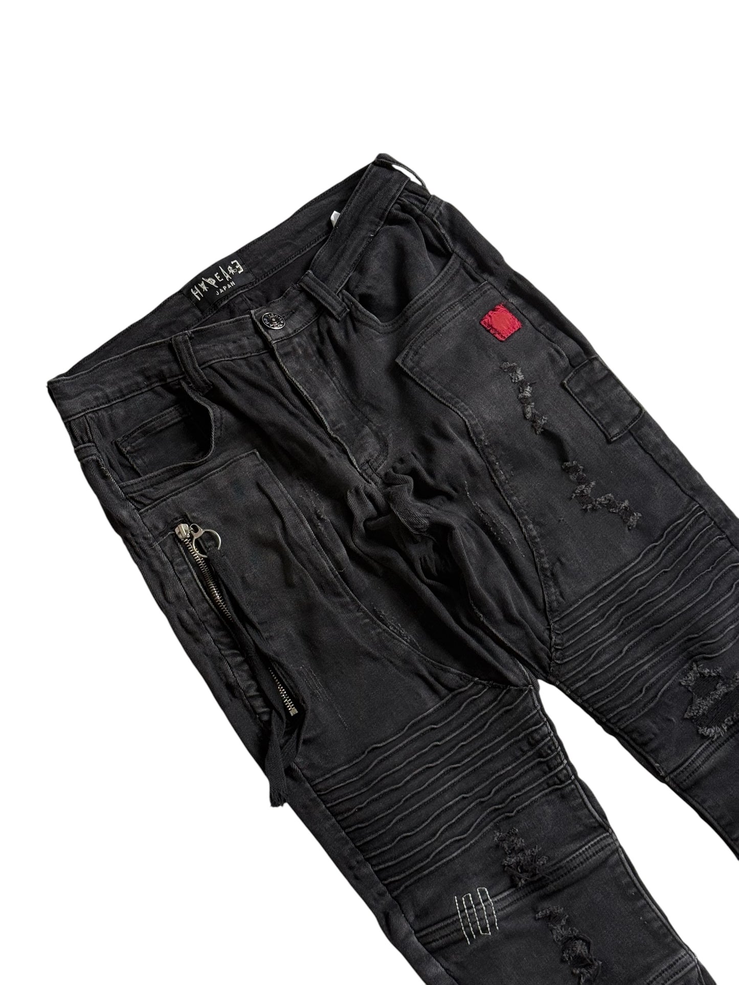 Happy Peace Japan Distressed Biker Punk Goth Denim Jeans