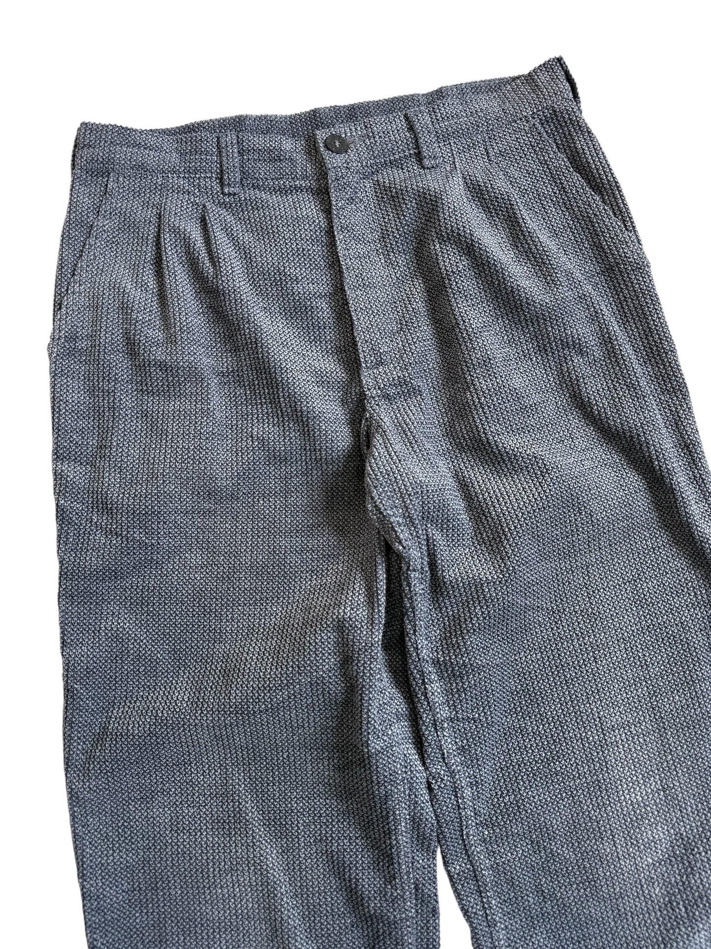 Vintage Mustang Patterned Weave Pleated Trousers
