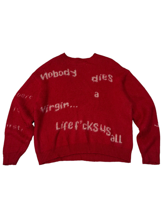 Ciaopanic Kurt Cobain Quote Sweater Red Nirvana Life Fucks Us All