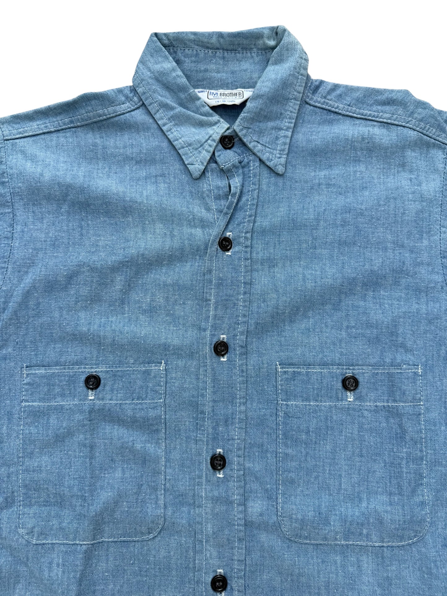 Vintage 1980s Five Brother Chambray Work Shirt
