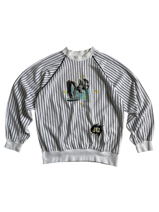 Vintage 1970s-80s West Germany Jazz Graphic Striped Terry Cloth Sweatshirt