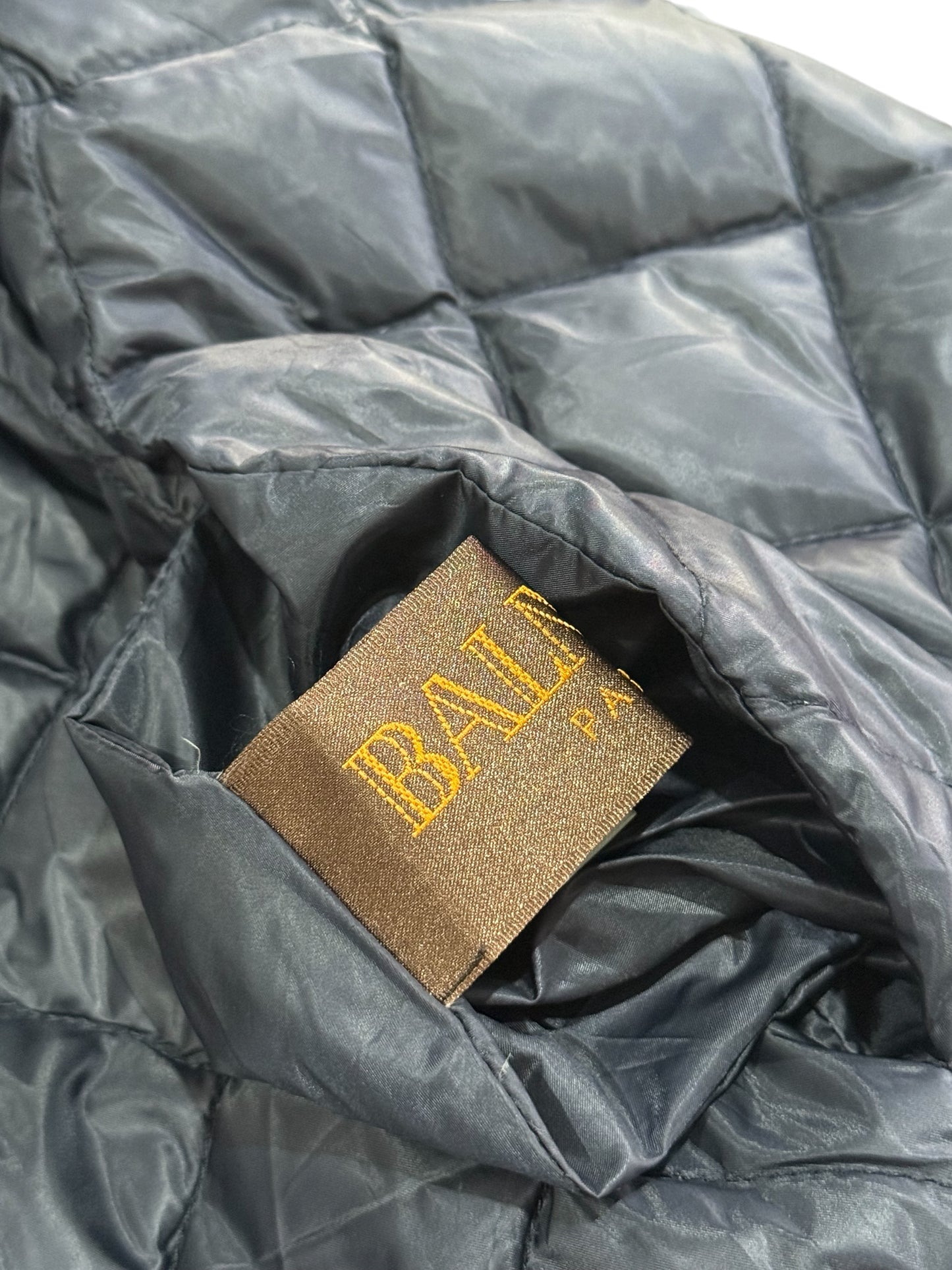 Vintage Balmain Paris Lambskin Leather Down Puffer Coat Women Hooded