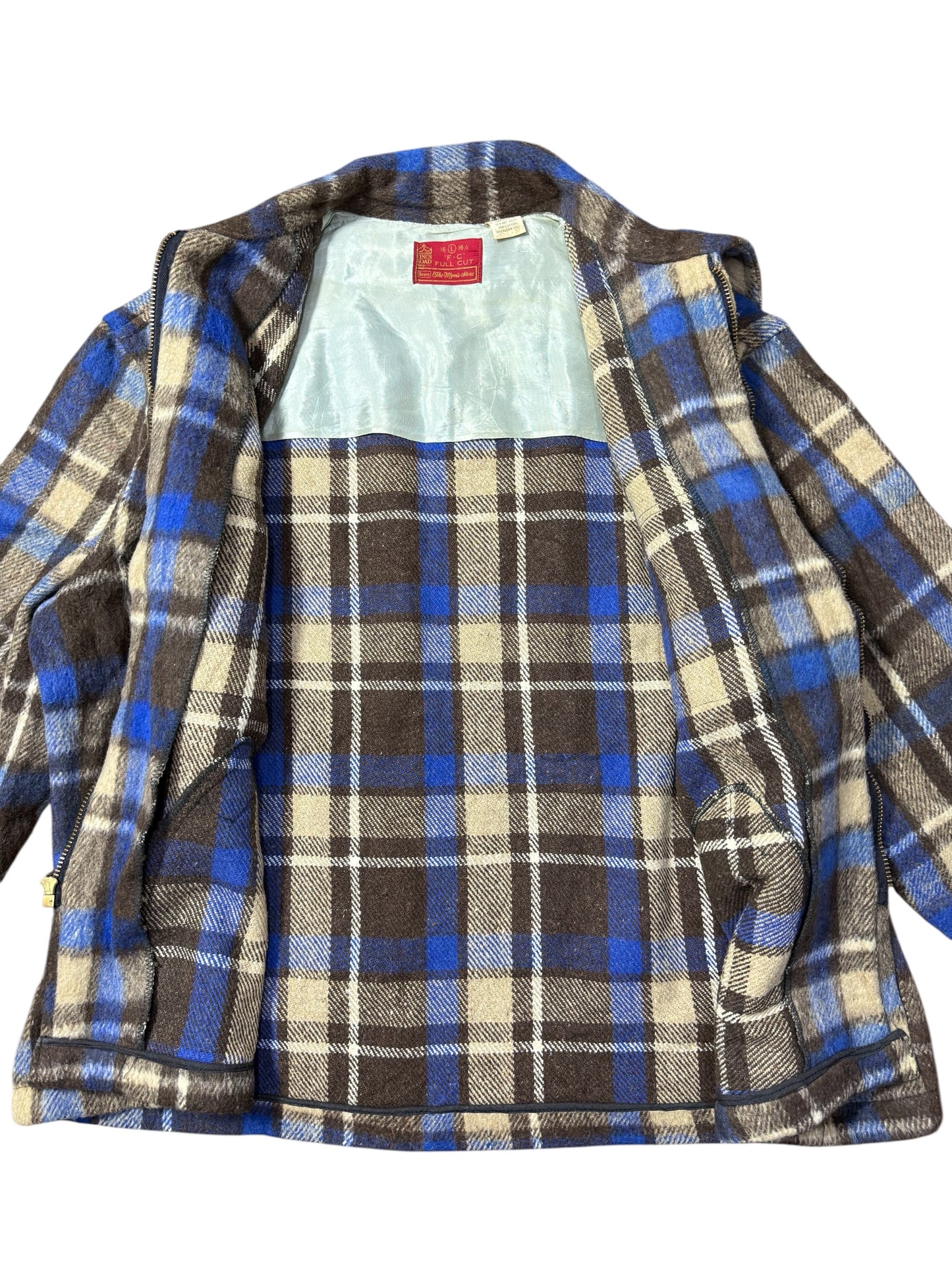 Vintage 1950s-60s Sears Kings Road Wool Plaid Jacket USA Made