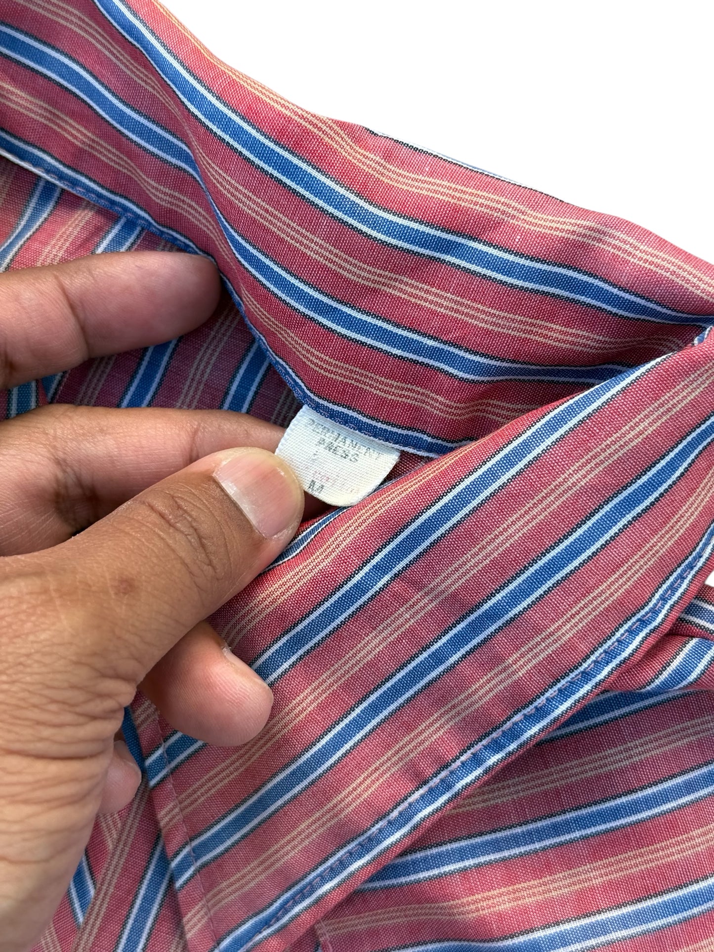 Vintage 70s–80s Western Snap Button Stripe Shirt Permanent Press