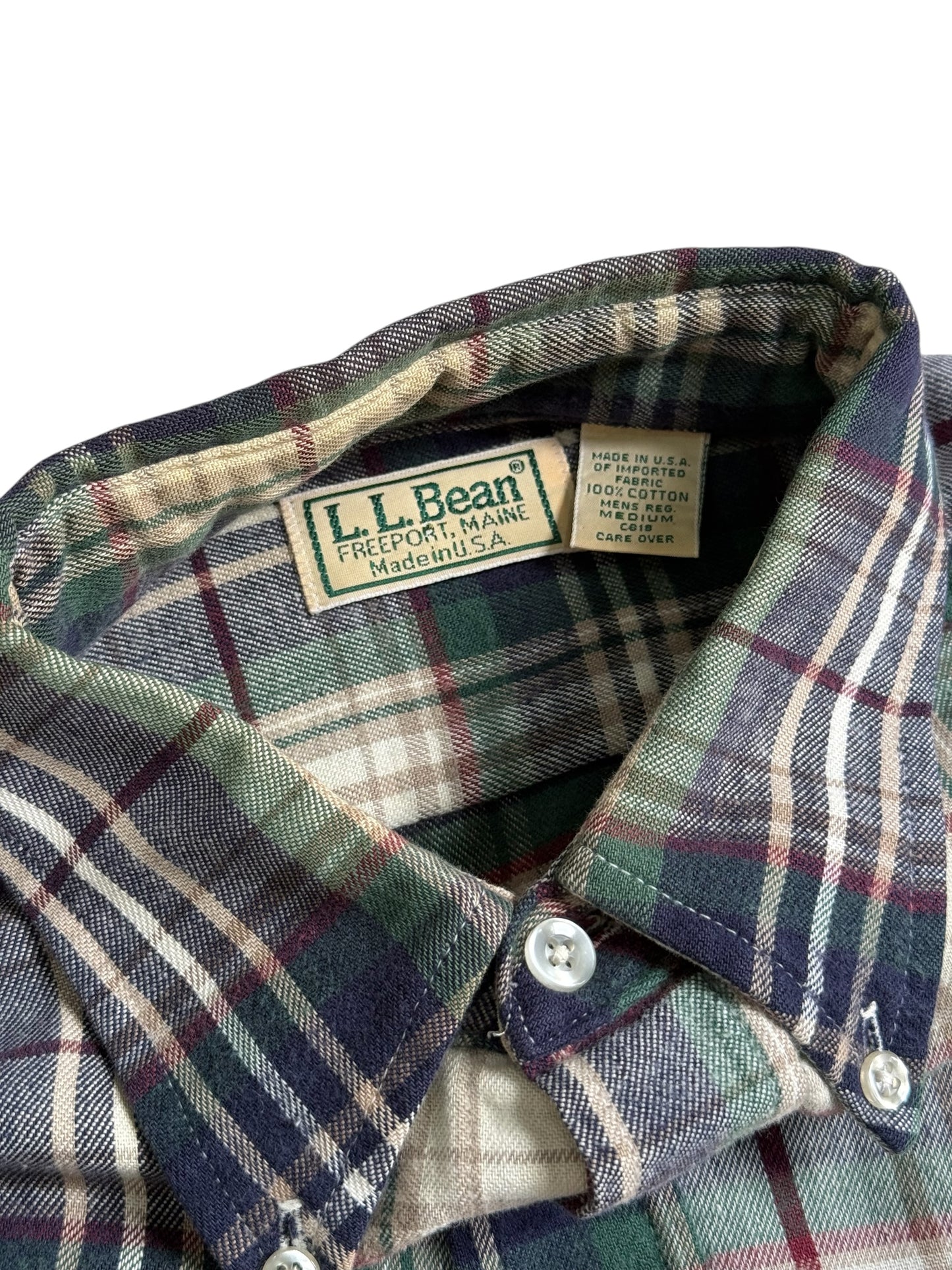 Vintage 90s LL Bean Made in USA Button Down Flannel Shirt Plaid