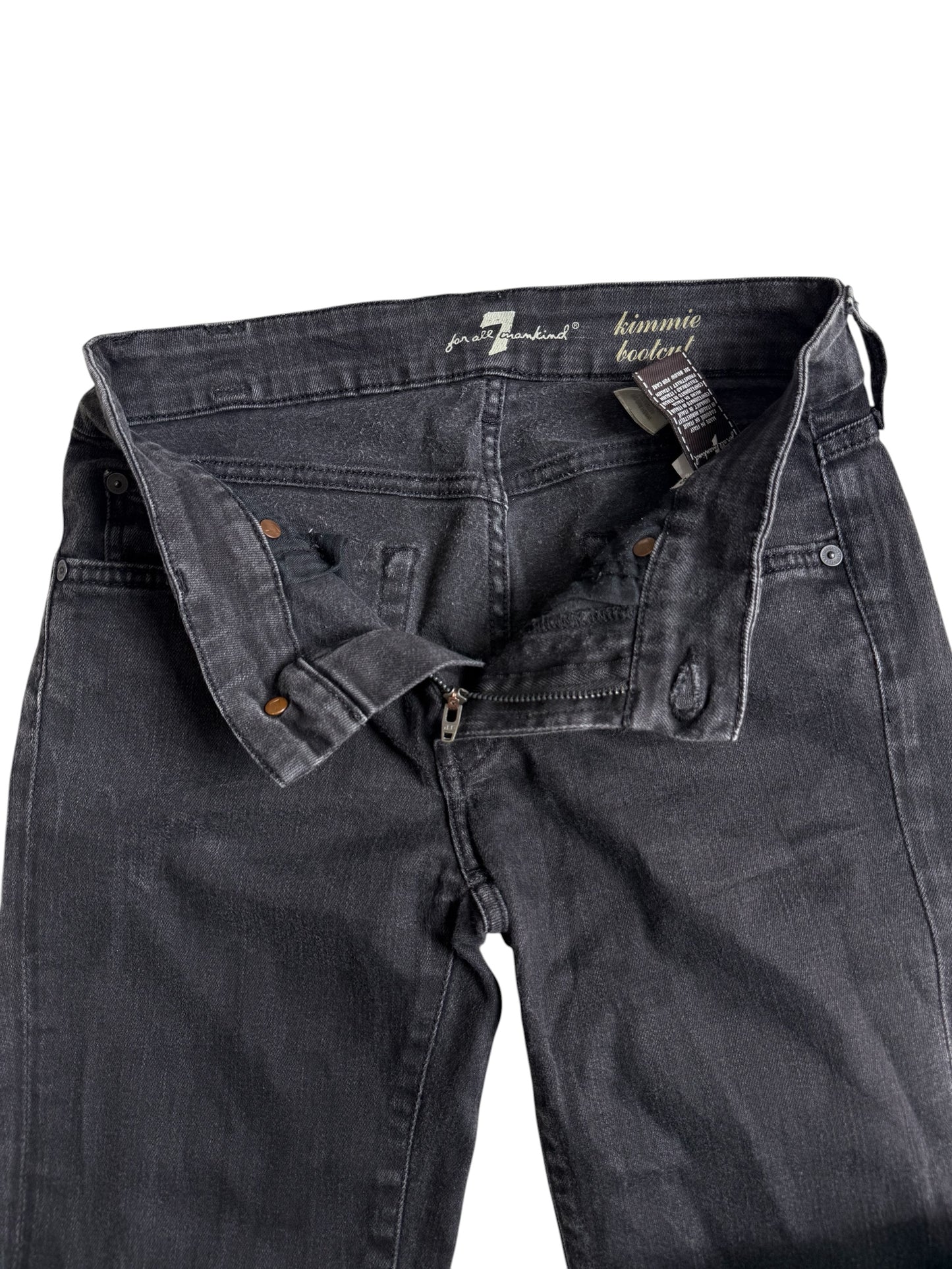 Vintage Y2K 7 For All Mankind Kimmie Bootcut Black Wash Jeans Made in Italy