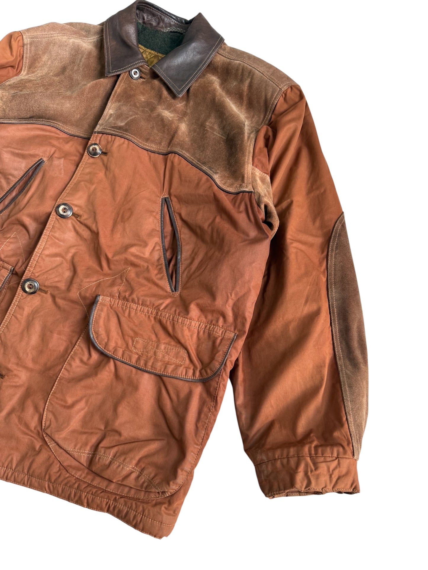 Vintage 1980s Cinquanta Leather Trim Hunting Jacket Made in Italy