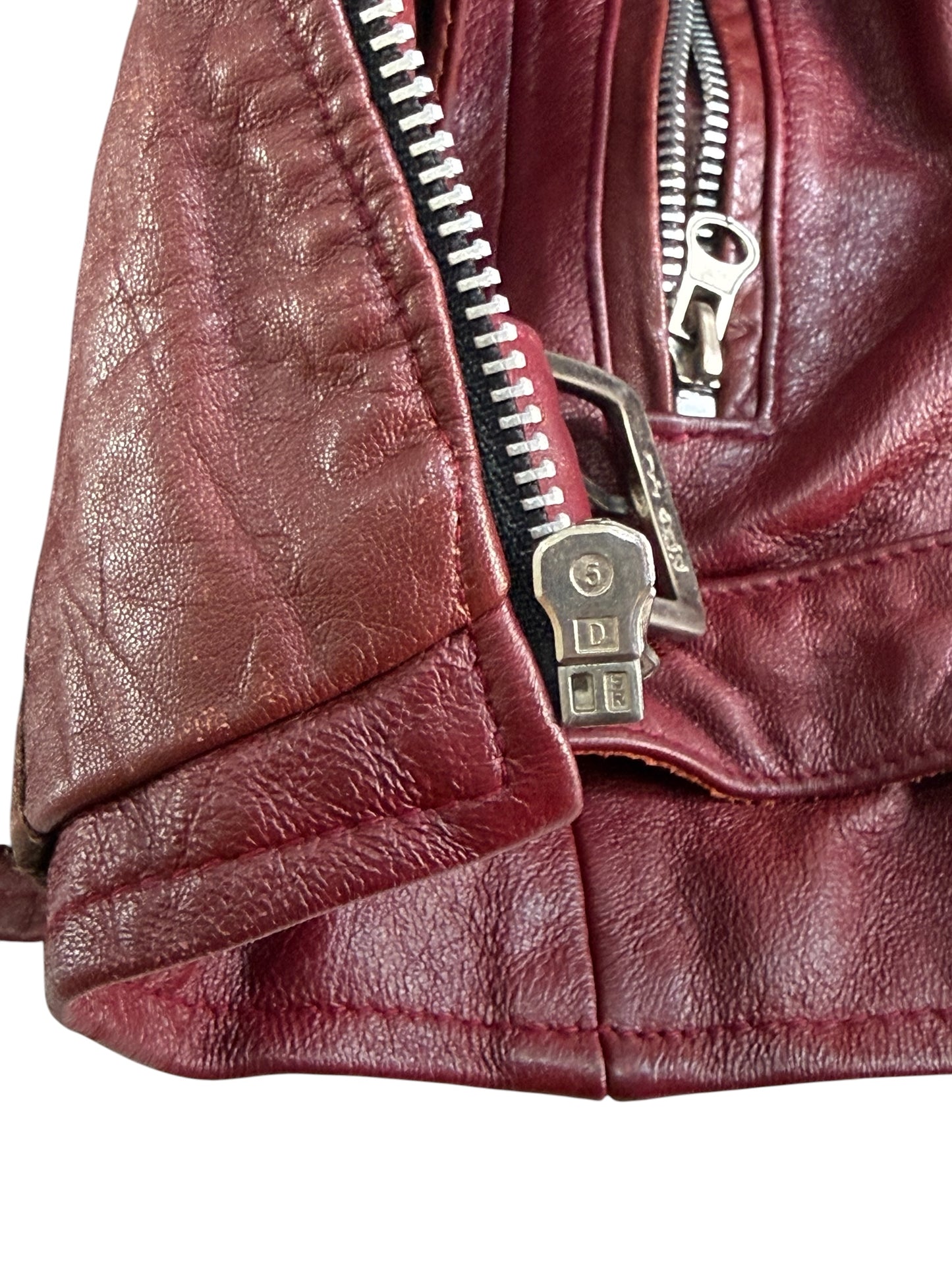Vintage Burgundy Leather Biker Jacket Women’s Motorcycle Jacket