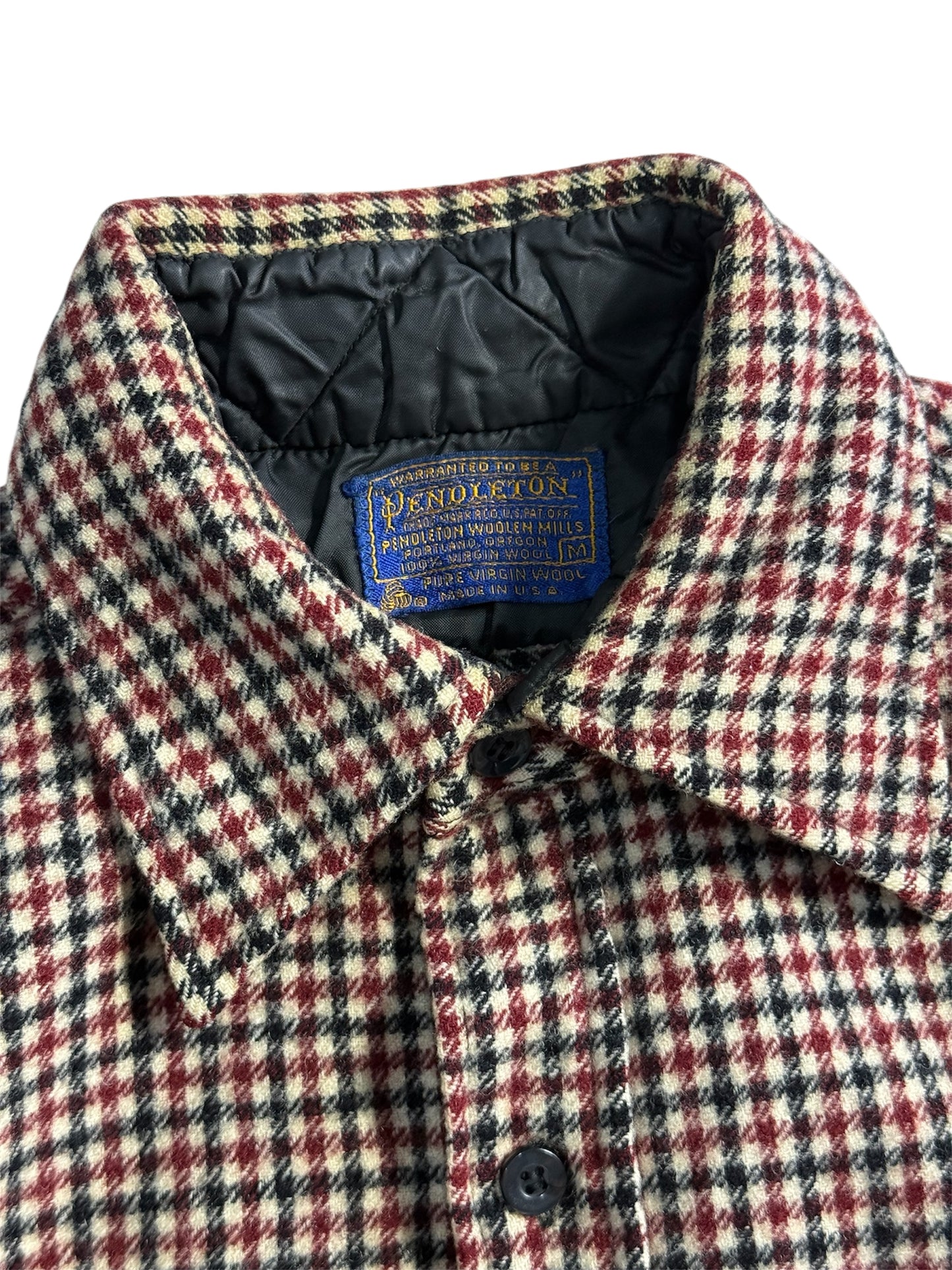 Vintage 80s Pendleton Wool Check Shirt Made In Usa Quilted Lining