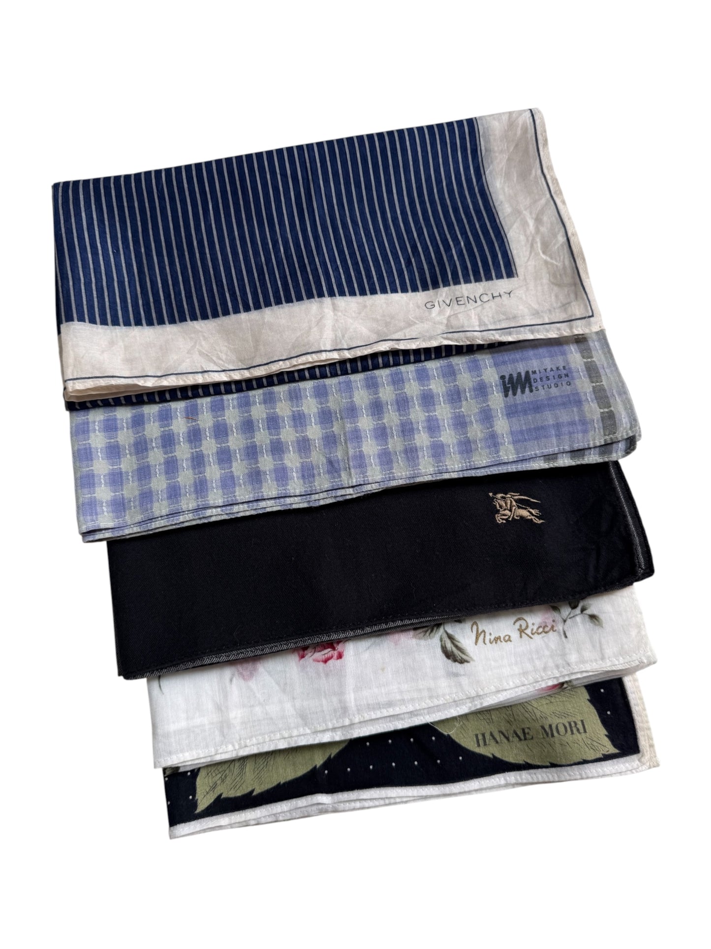 Vintage Handkerchief Lot Givenchy Burberry Issey Miyake Hanae Mori Nina Ricci