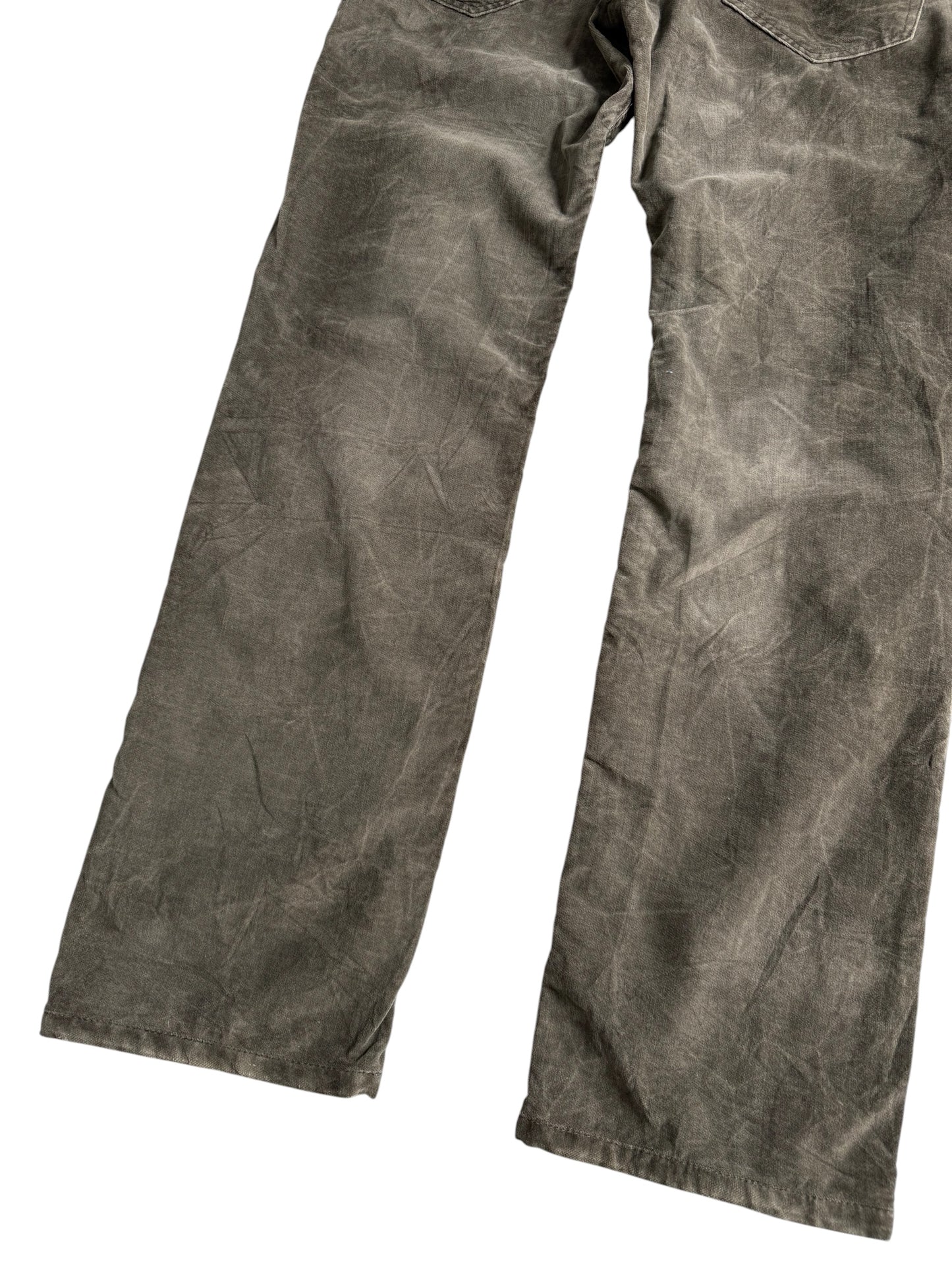 Vintage Y2K Diesel Industry Waxed Cotton Pants Brown Grey Distressed Fade