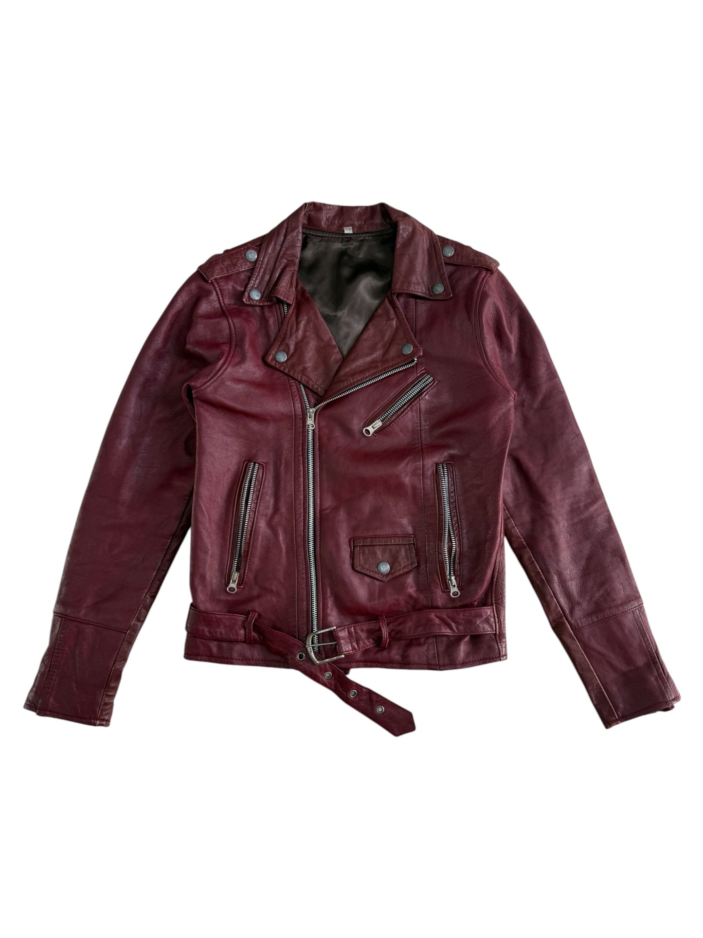 Vintage Burgundy Leather Biker Jacket Women’s Motorcycle Jacket