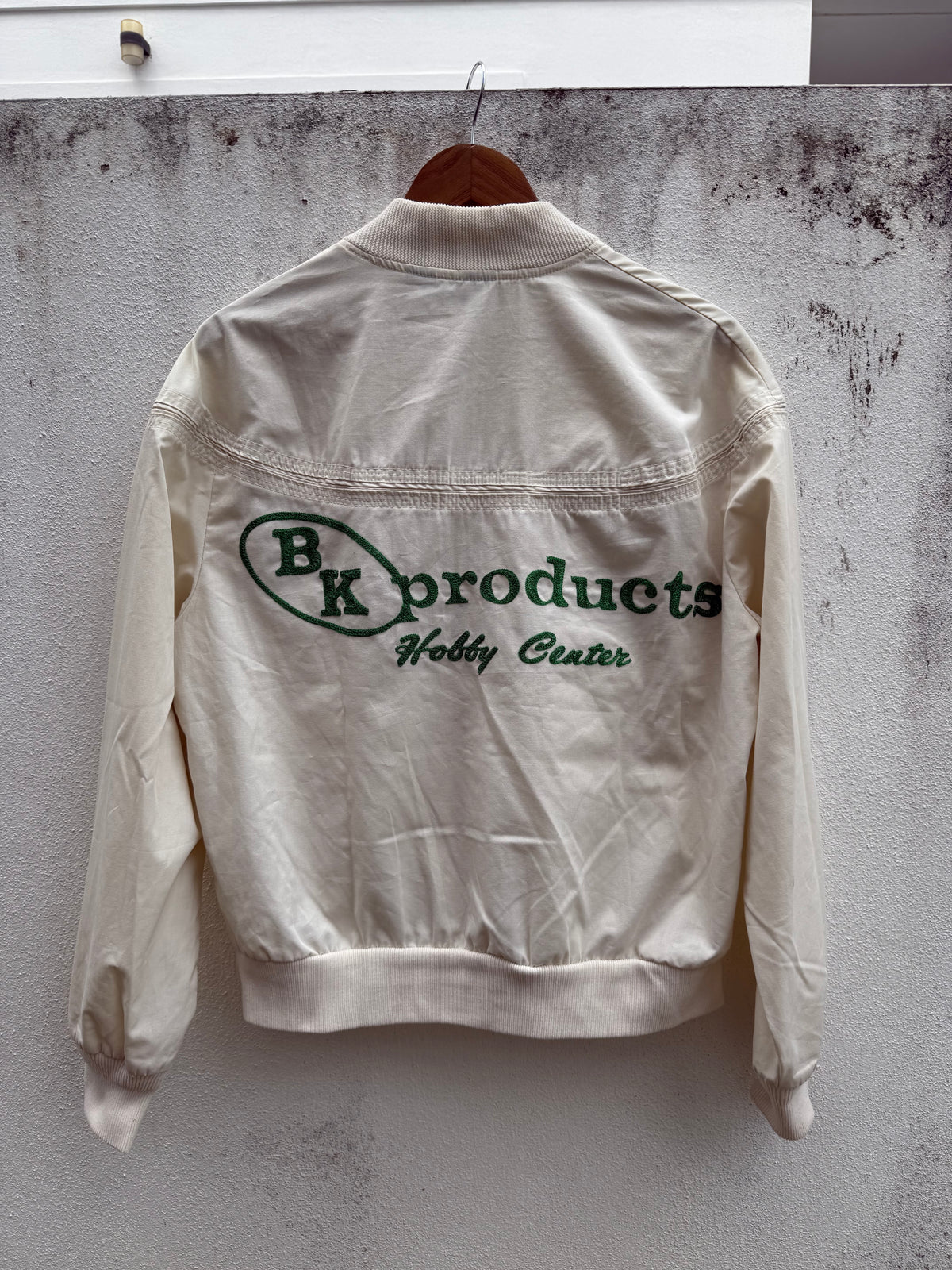 Vintage 70s 80s Hobby Center Staff Bomber Jacket Chain Stitch