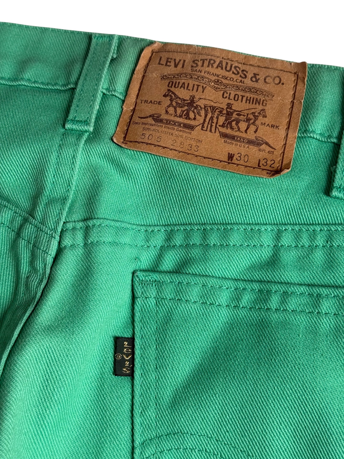 Vintage 1980s Levis 505 Green Tab Green Twill Jeans Made in USA