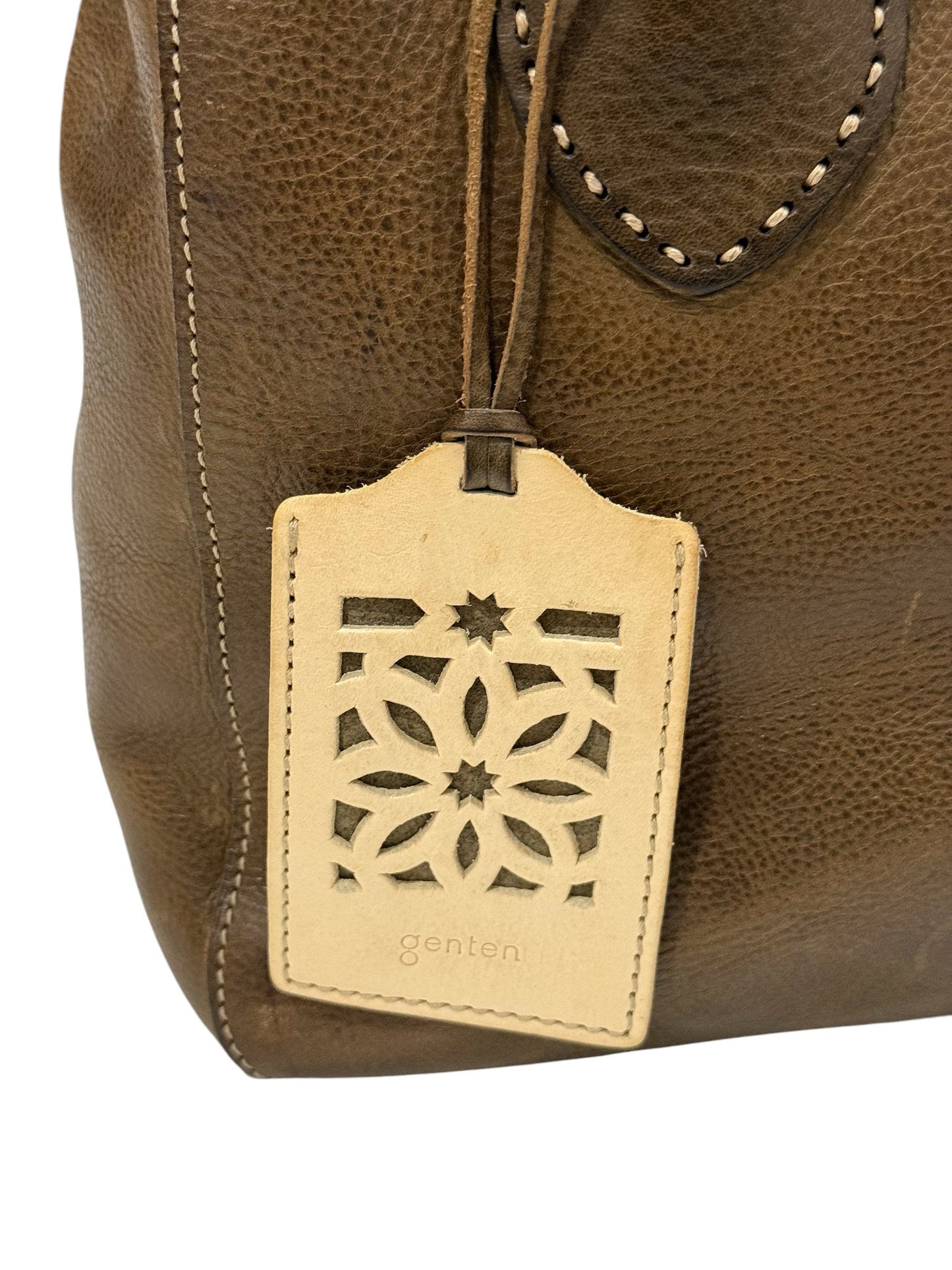 Genten Handcrafted Leather Tote Bag Charm Removable Pouch Japanese Tool Bag