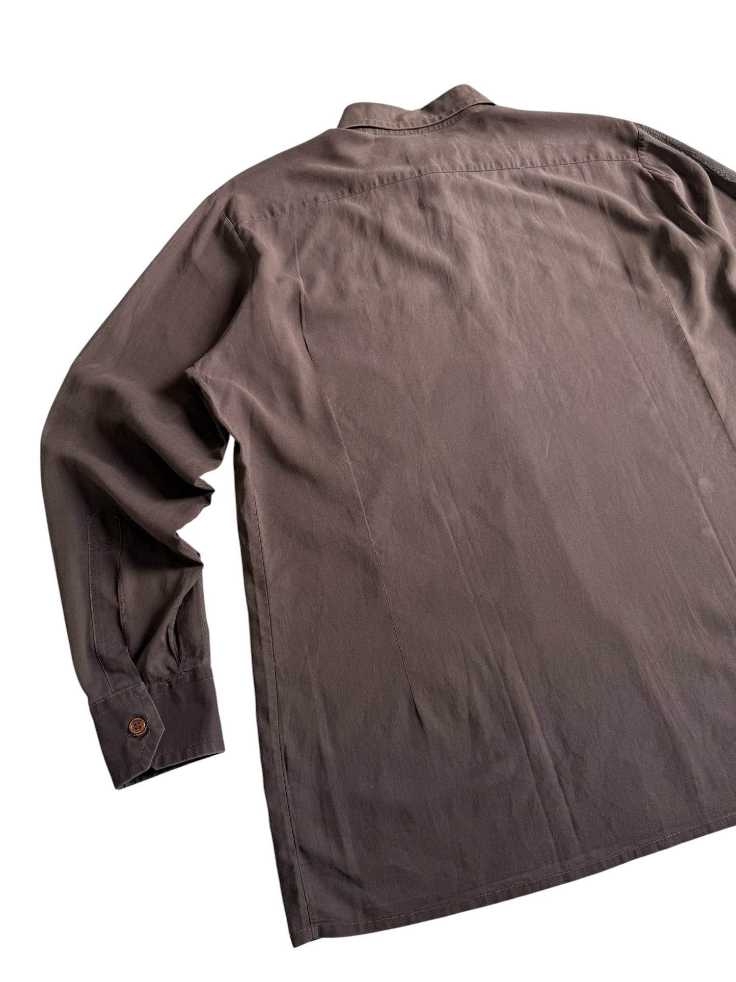 Vintage 1960s Pierre Cardin Paris Brown Cotton Dress Shirt French Designer
