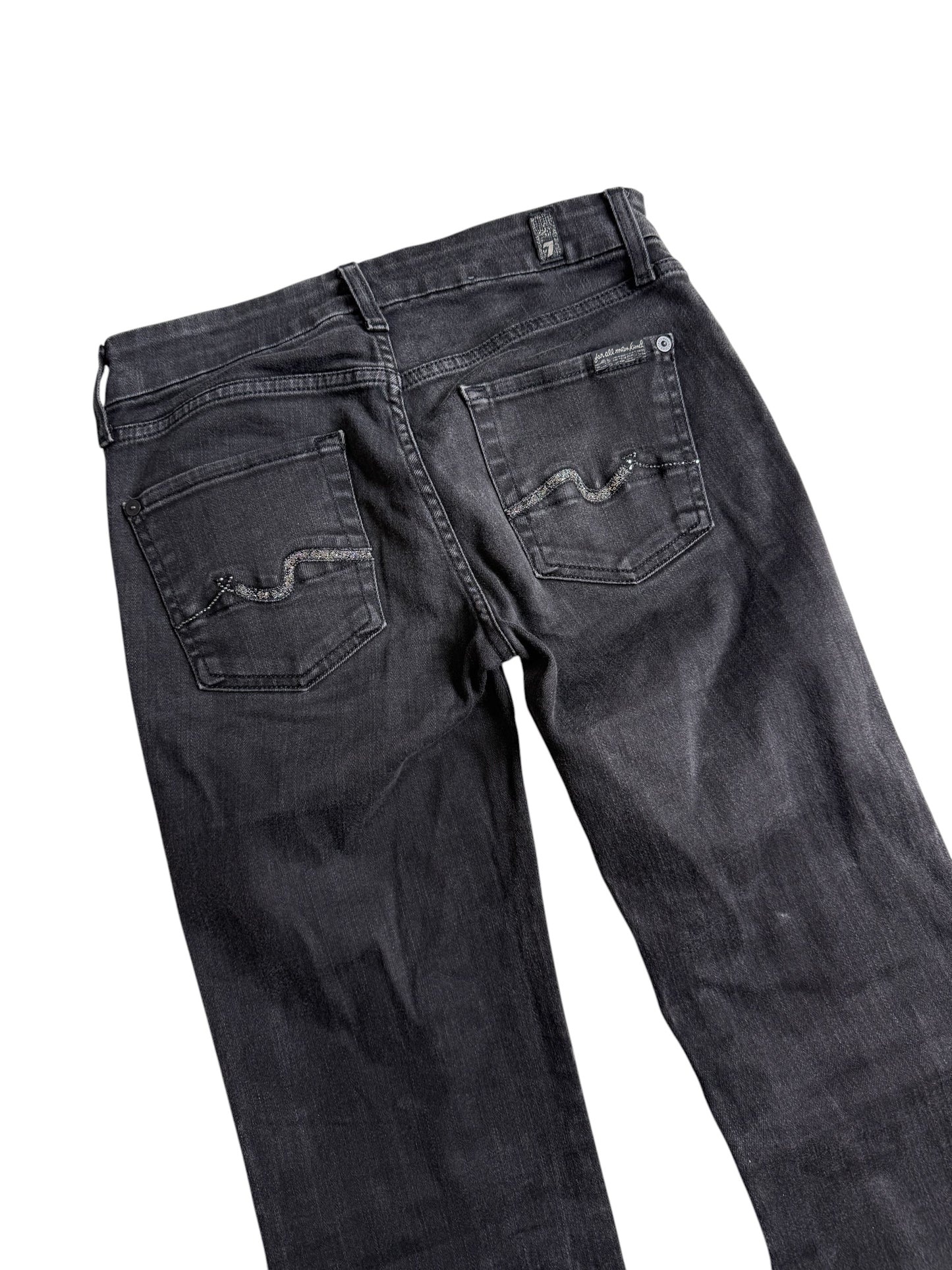 Vintage Y2K 7 For All Mankind Kimmie Bootcut Black Wash Jeans Made in Italy