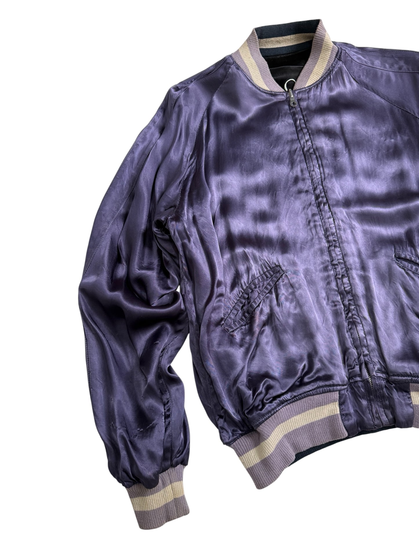 Vintage Seilin & Co Japan Reversible Rayon Sukajan Souvenir Jacket Embroidery