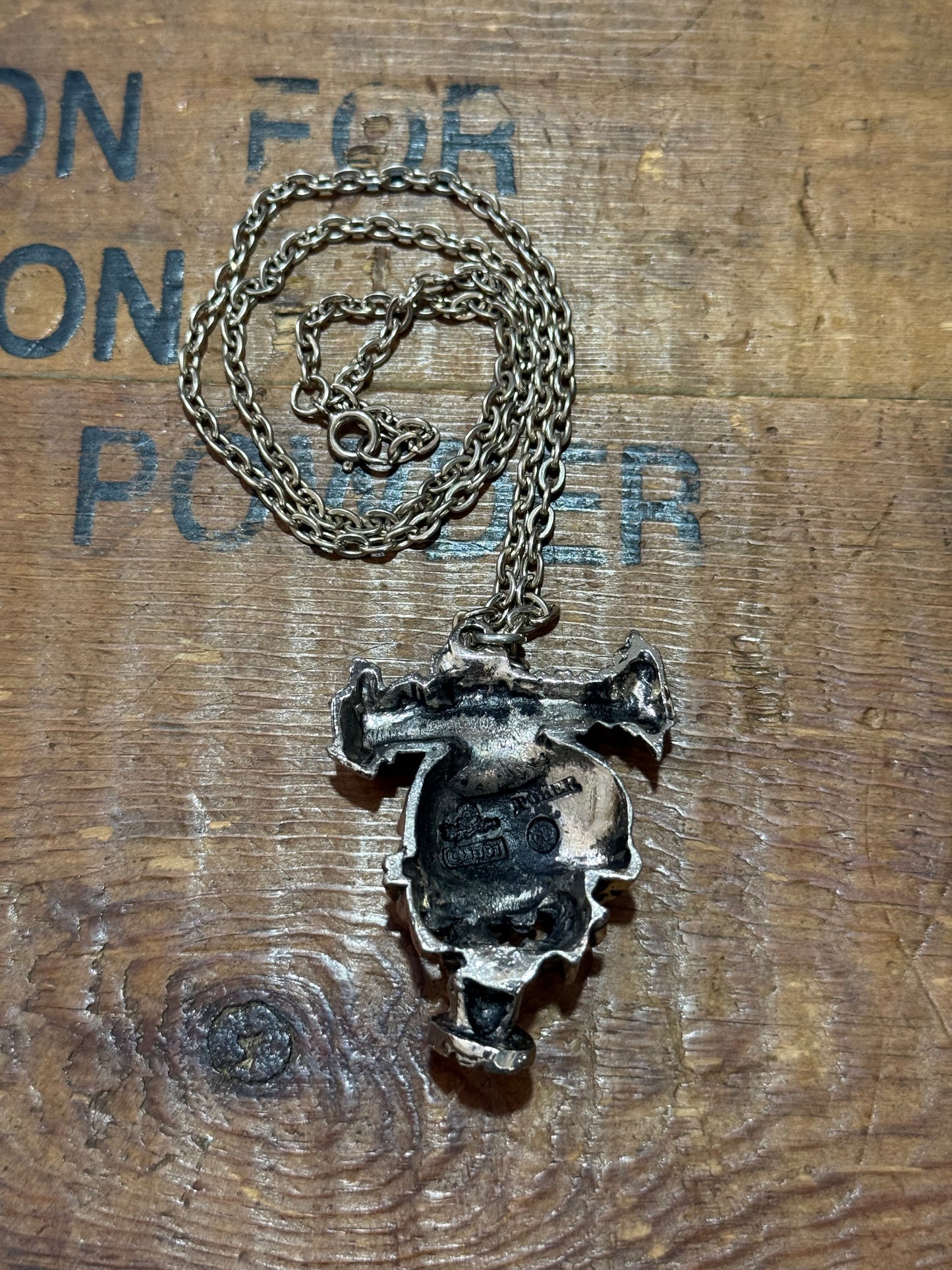 Vintage 1990s Sacred Reich Skull Gas Mask Pendant Necklace Alchemy England