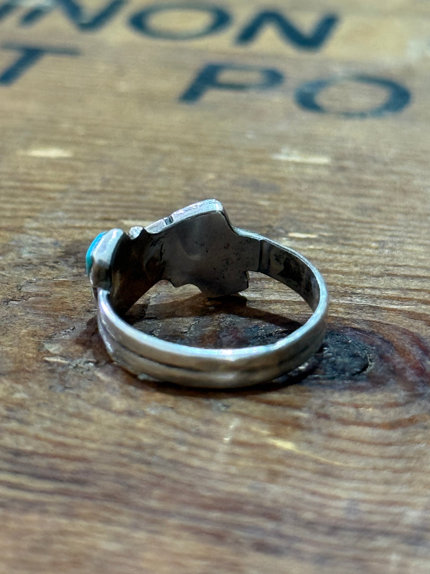 Vintage Turquoise Inlay Cluster Ring Sterling Silver Minimal Design