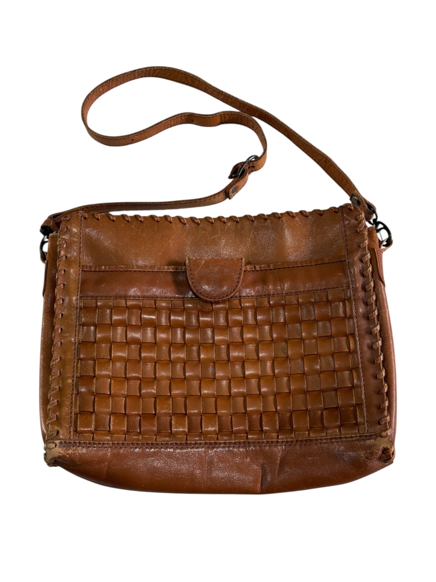 Vintage Handmade Bohemian Woven Leather Shoulder Bag