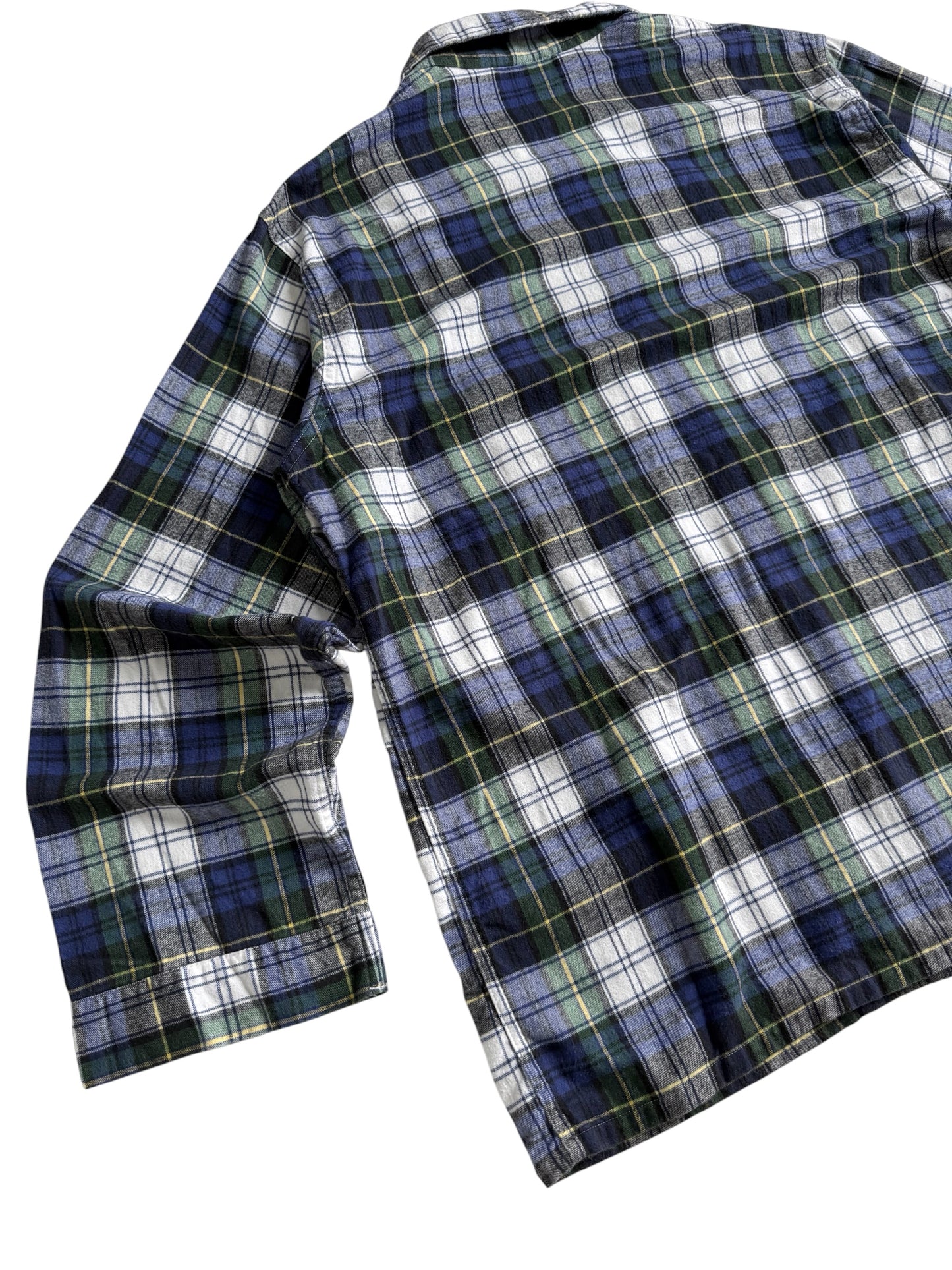 Vintage 1990s LL Bean Black Watch Plaid Flannel Pajama Shirt Made in USA