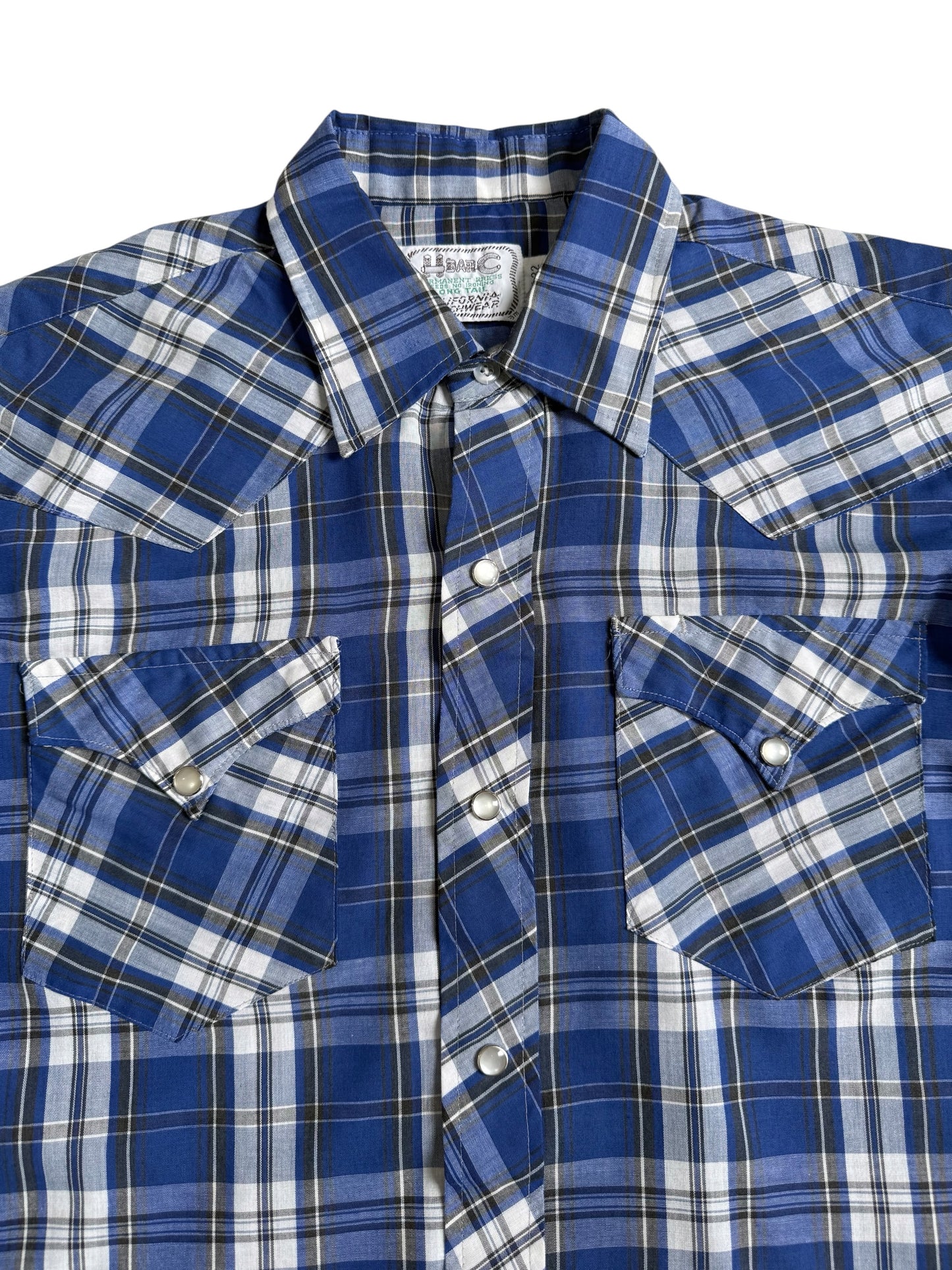 Vintage 70s-80s H Bar C California Ranchwear Plaid Western Shirt Made in USA