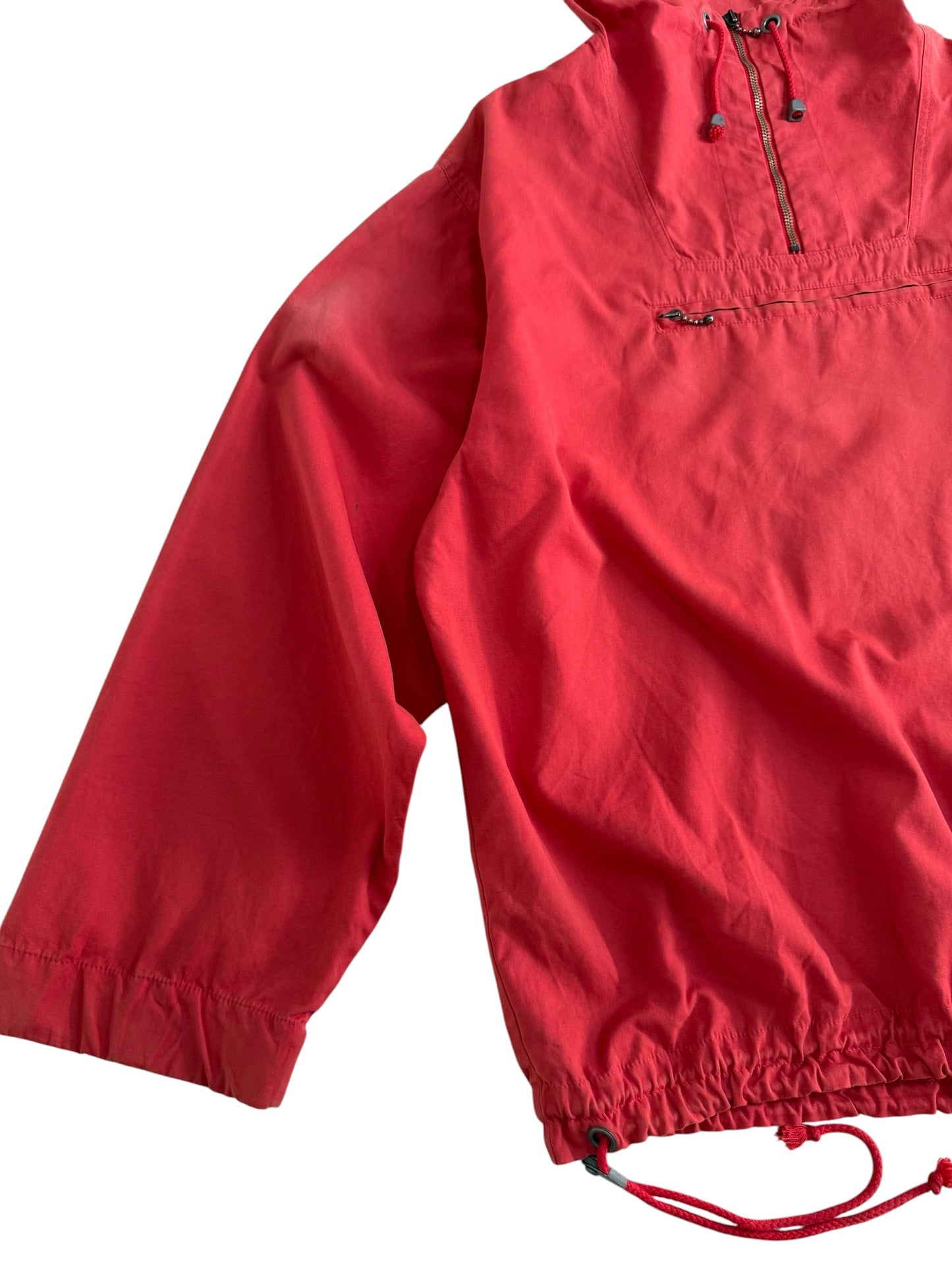 Vintage Red Cotton Anorak Pullover Jacket Made in EEC