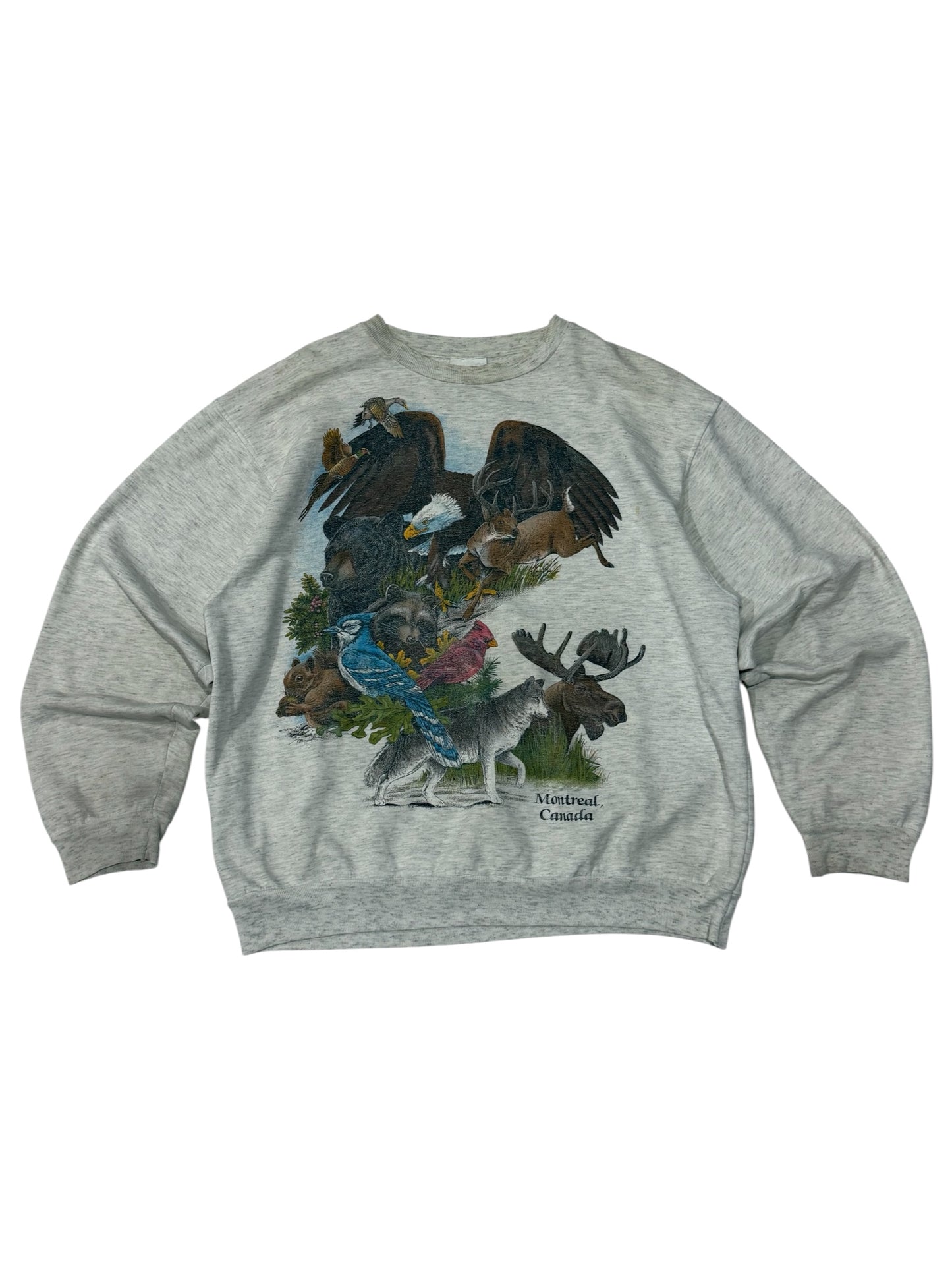 Vintage 90s Montreal Canada Wildlife Crewneck Sweatshirt