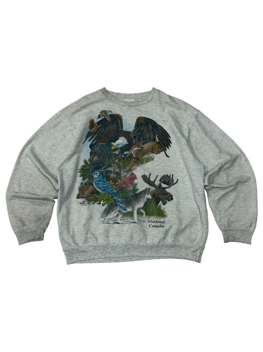 Vintage 90s Montreal Canada Wildlife Crewneck Sweatshirt