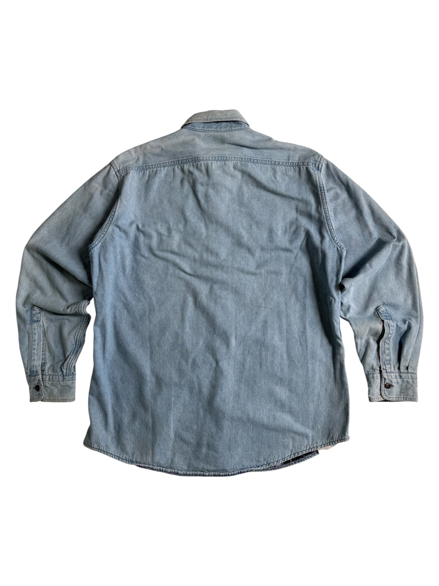 Vintage LL Bean Flannel Lined Denim Shirt Jacket Made in USA
