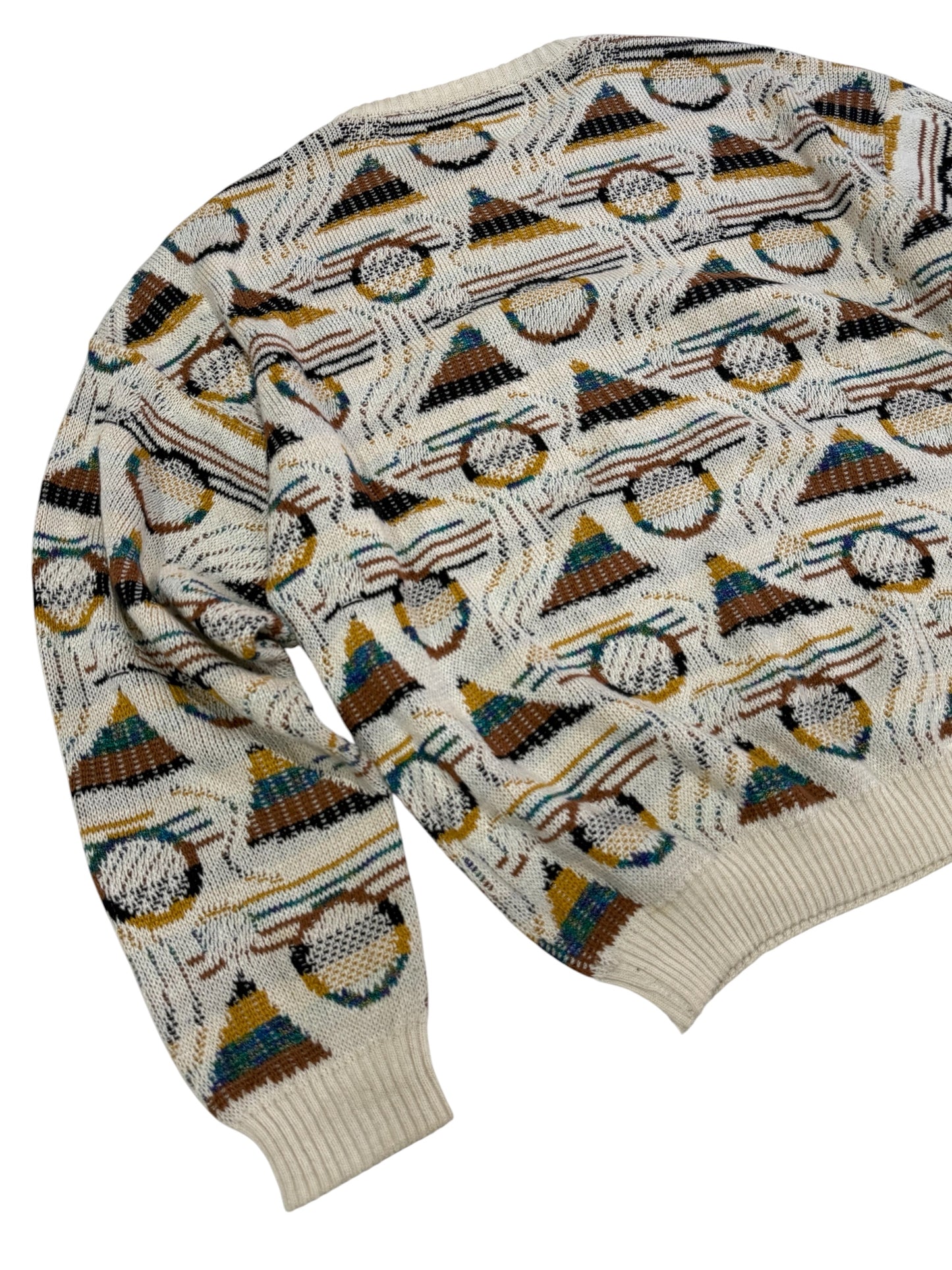 Vintage Pronto Uomo Firenze Geometric Knit Sweater Abstract 90s Made In Italy