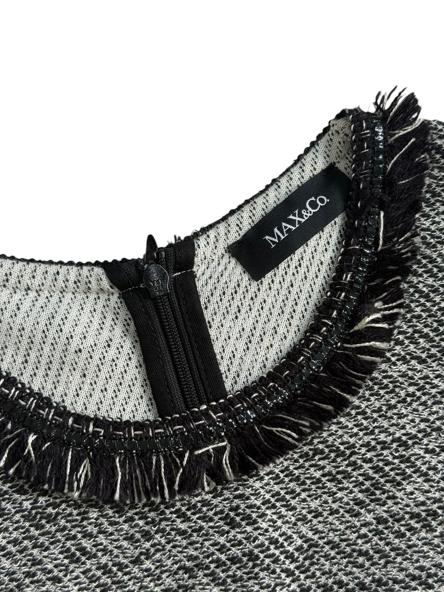 Max&Co Max Mara Black White Textured Knit Dress