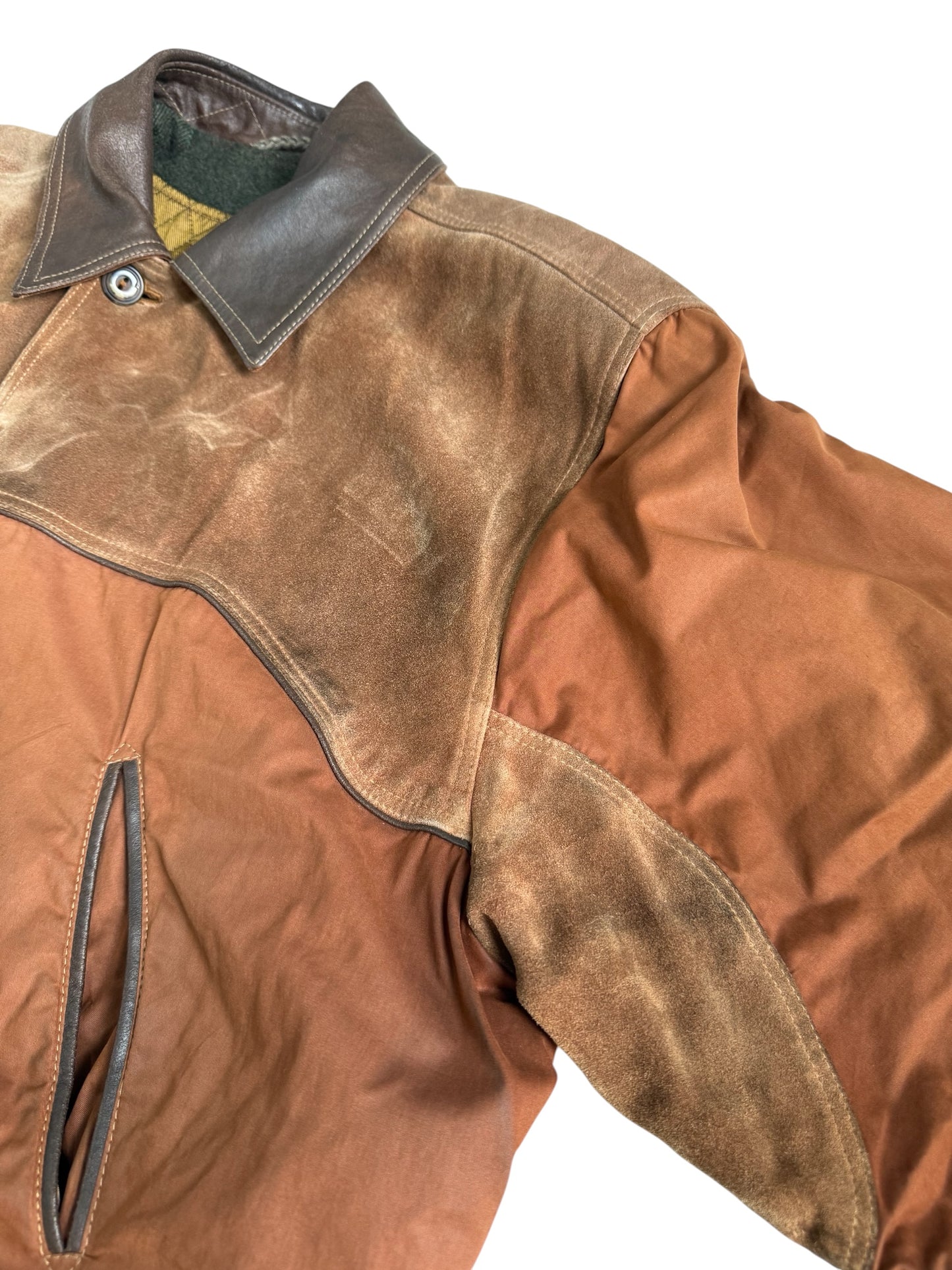 Vintage 1980s Cinquanta Leather Trim Hunting Jacket Made in Italy