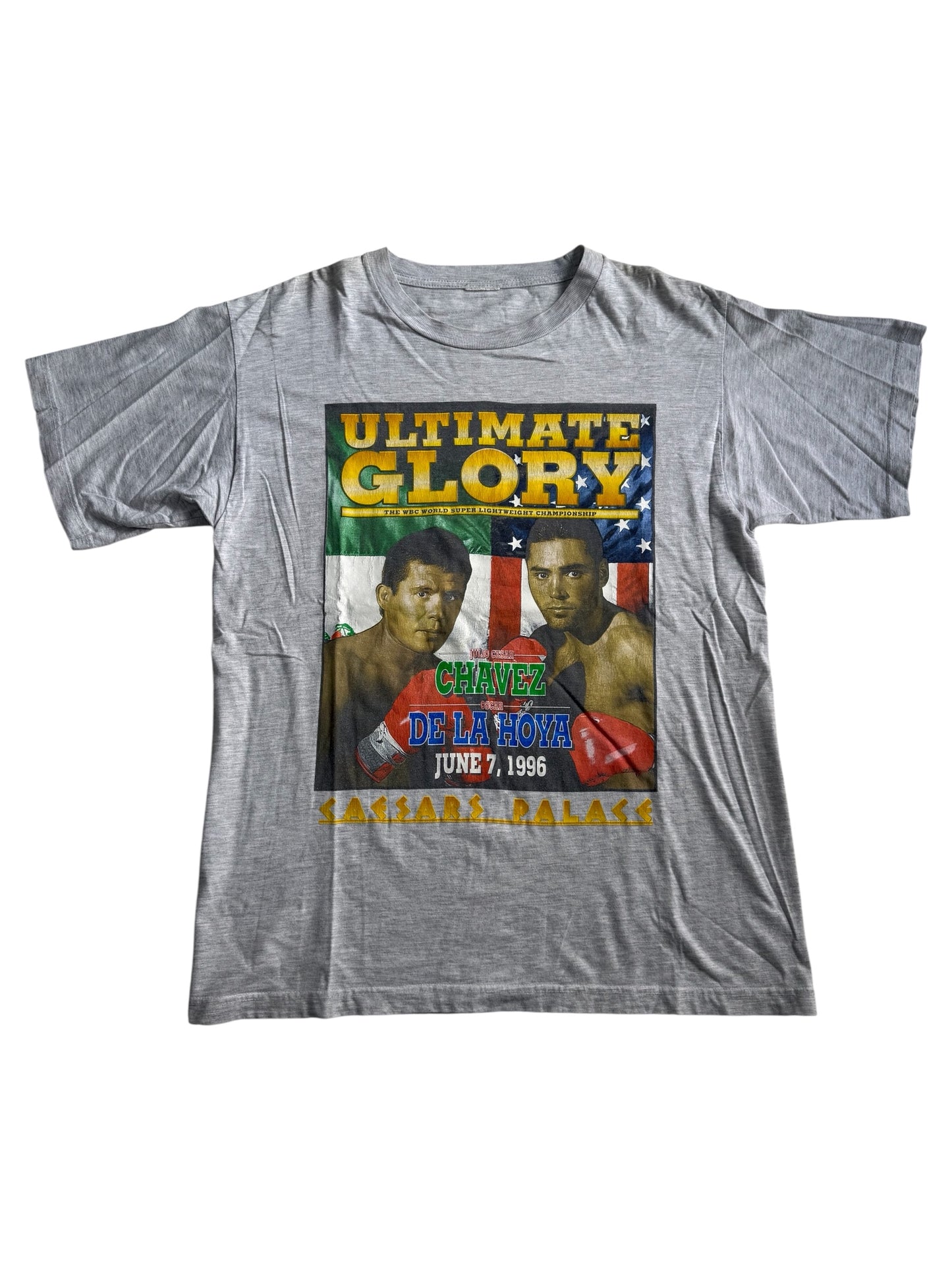 Vintage 1996 Chavez vs De La Hoya Ultimate Glory Boxing Tshirt Caesars Palace Fight Promo