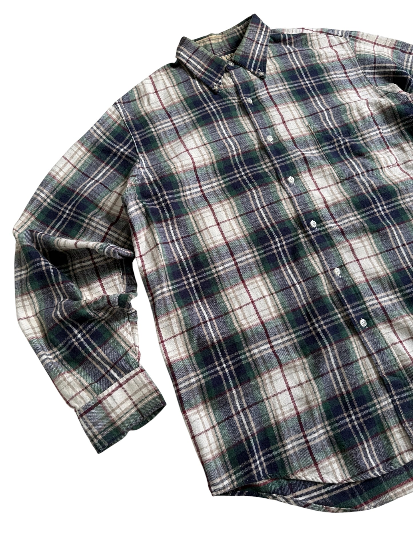 Vintage 90s LL Bean Made in USA Button Down Flannel Shirt Plaid