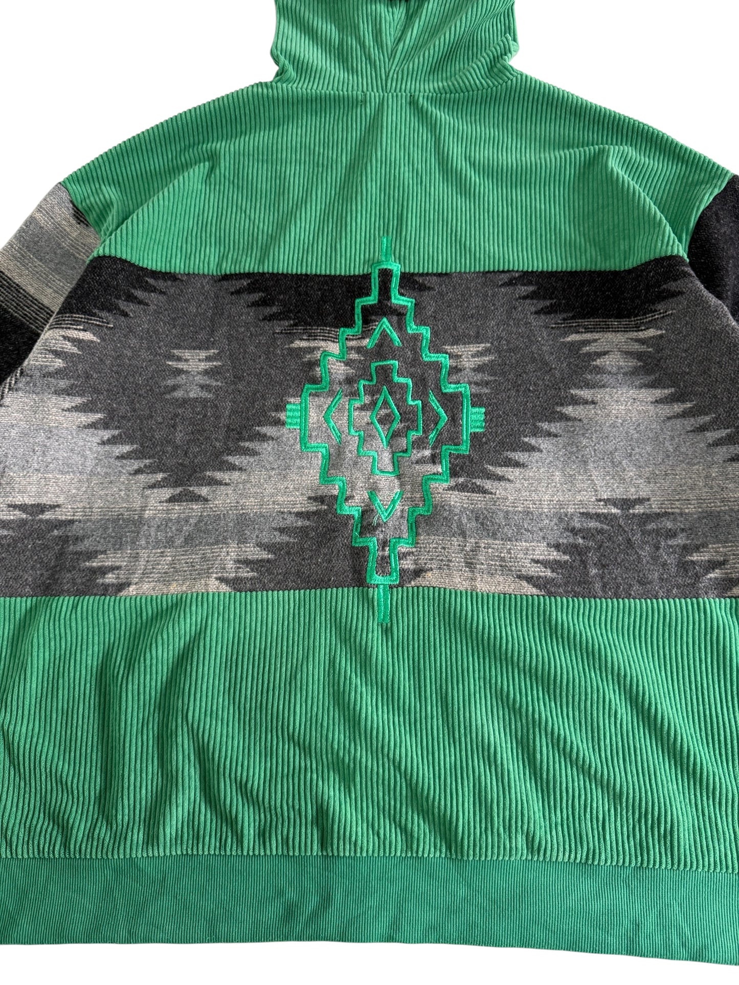 Amina Corduroy Baja Hoodie Southwestern Pullover Jacket