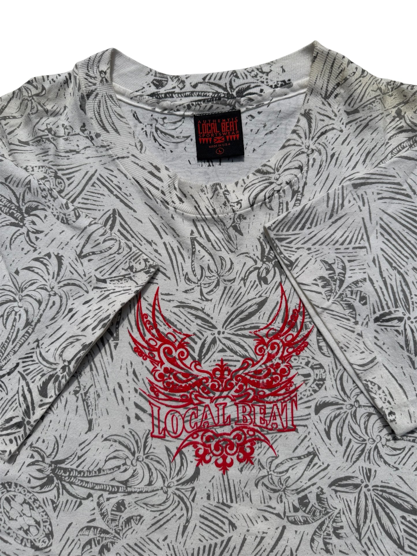Vintage 1990s Local Beat Tribal Graphic All Over Print Tshirt